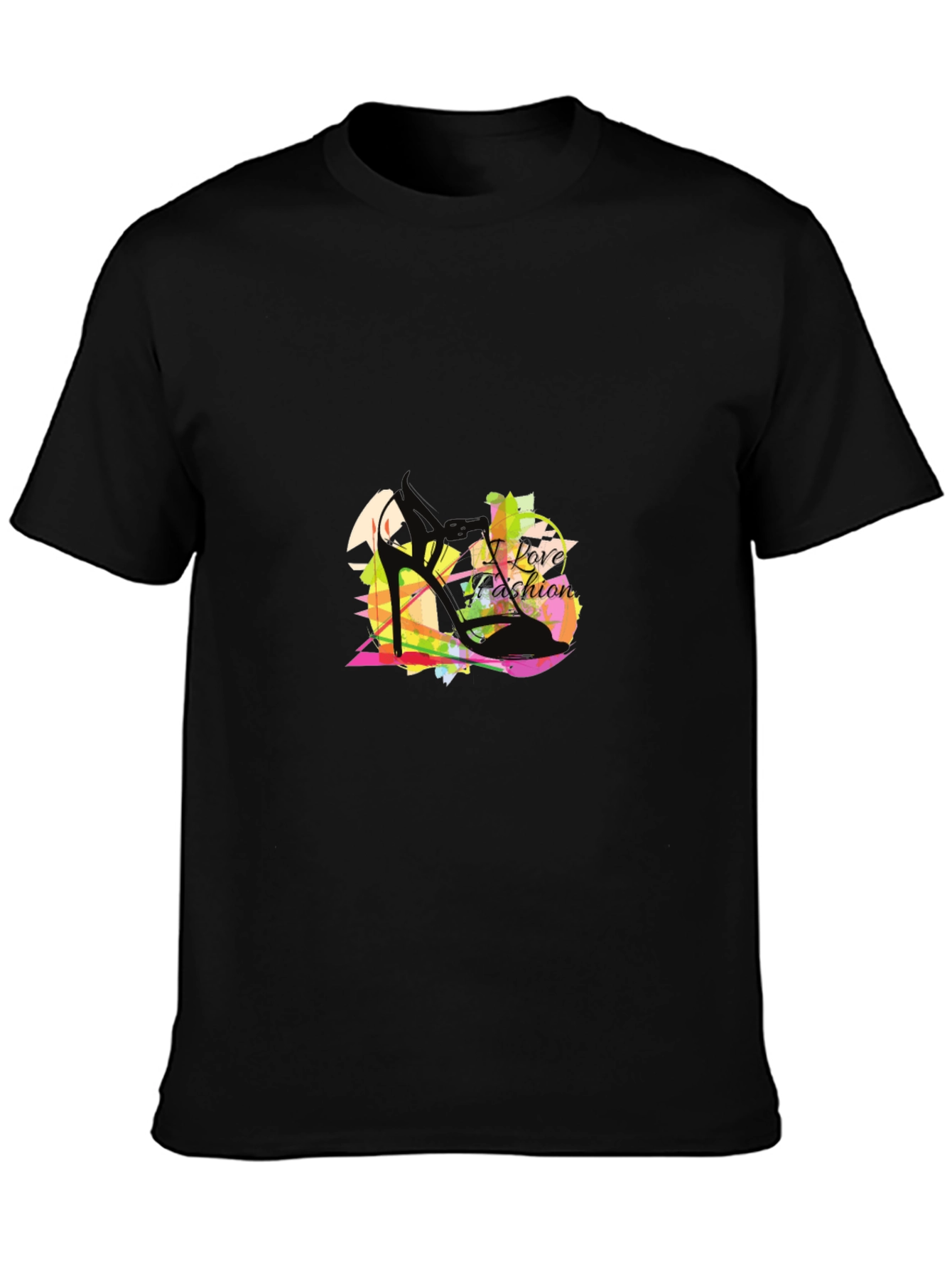 I Love Fashion Black Graphic T-Shirt