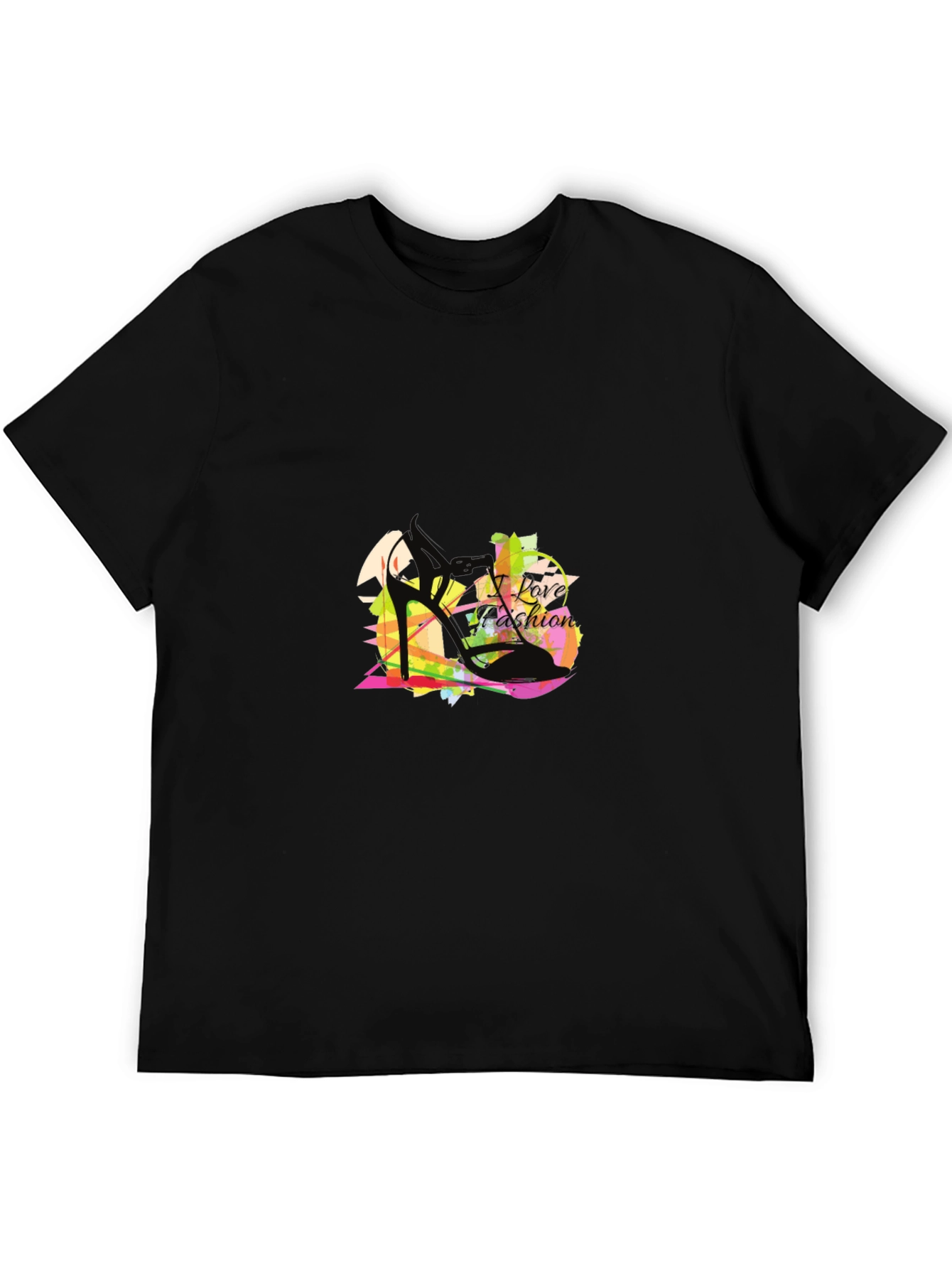 I Love Fashion Black Graphic T-Shirt