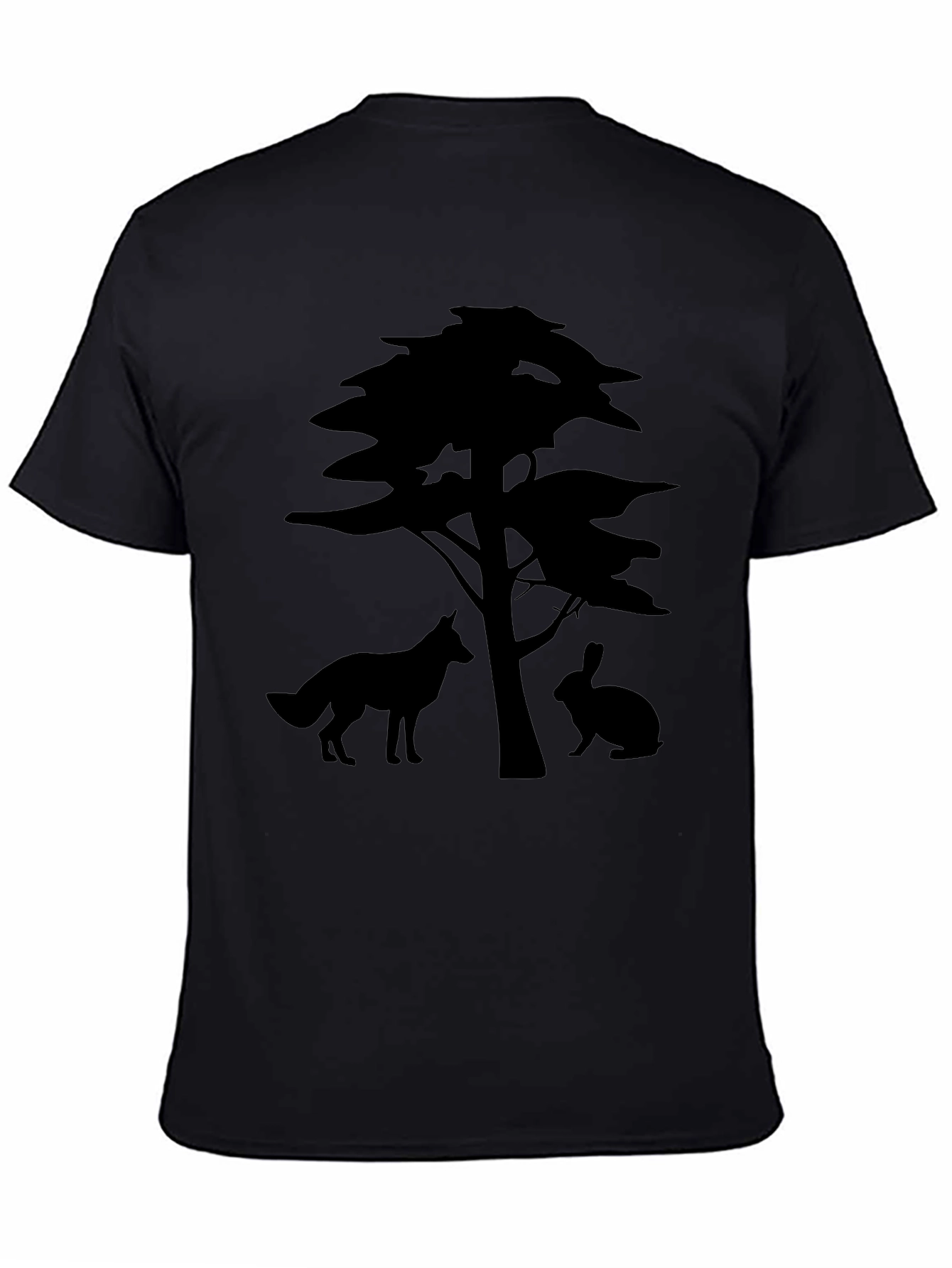 Nature Silhouette Tee: Fox Rabbit & Tree Design