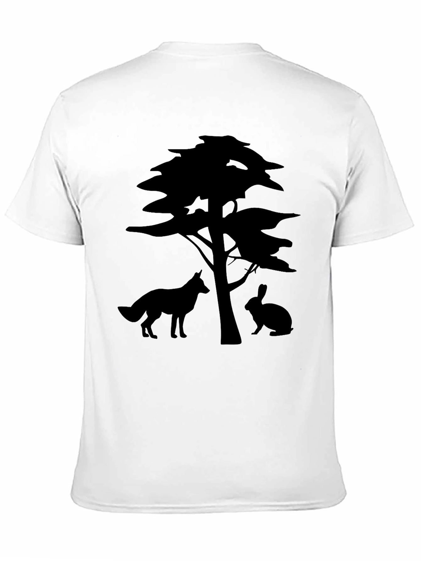 Nature Silhouette Tee: Fox Rabbit & Tree Design