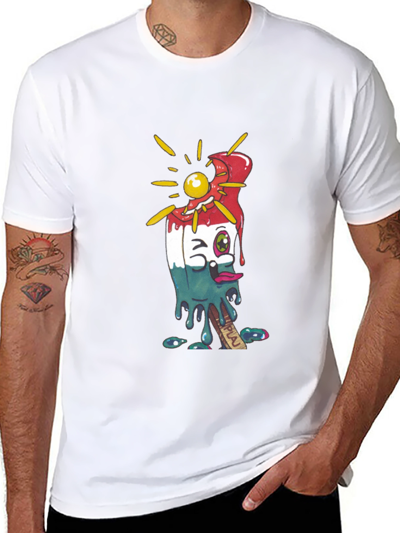 Melting Popsicle Graphic Tee - Cool Summer Style