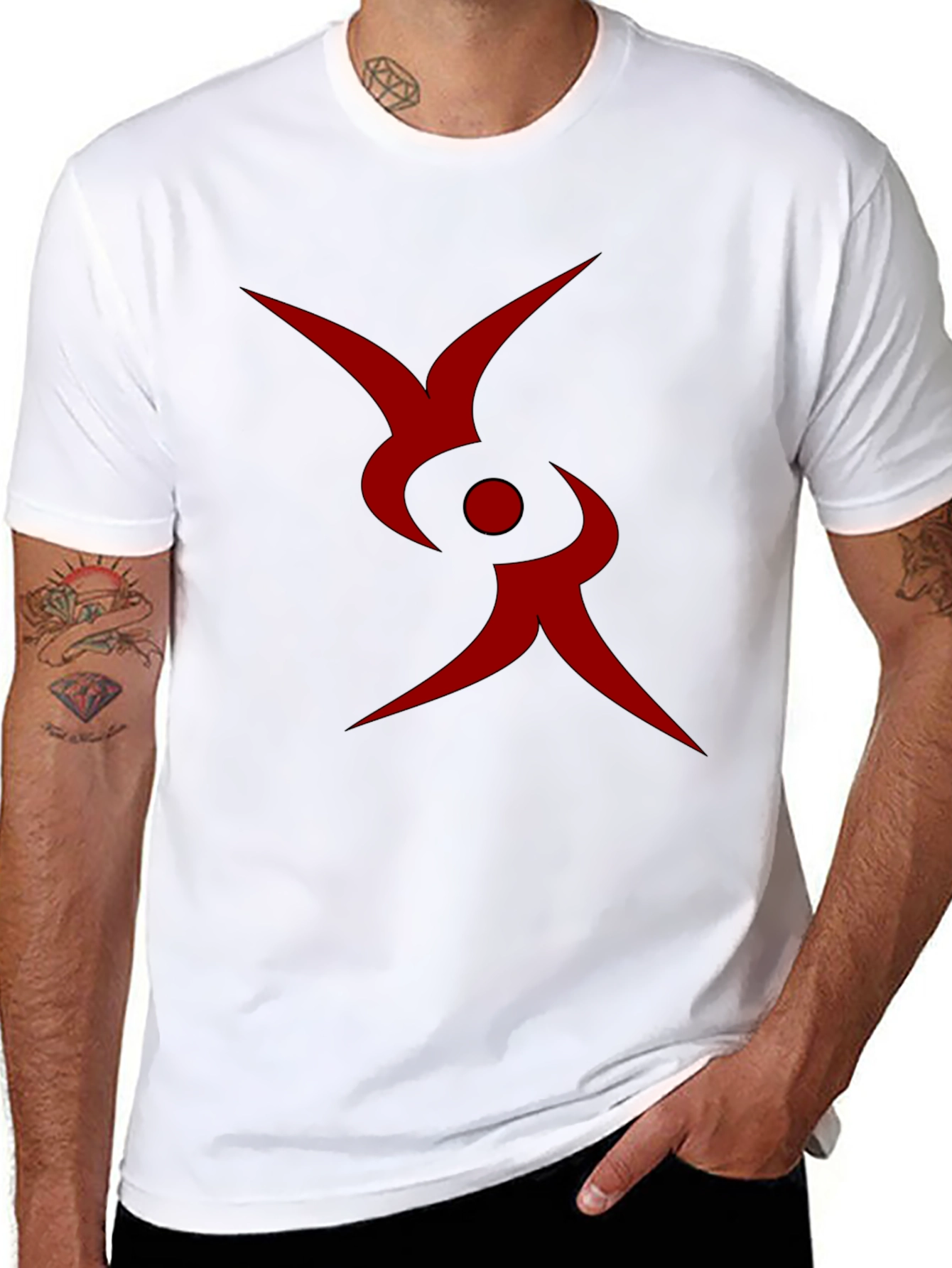 Abstract Red Symbol Black T-Shirt