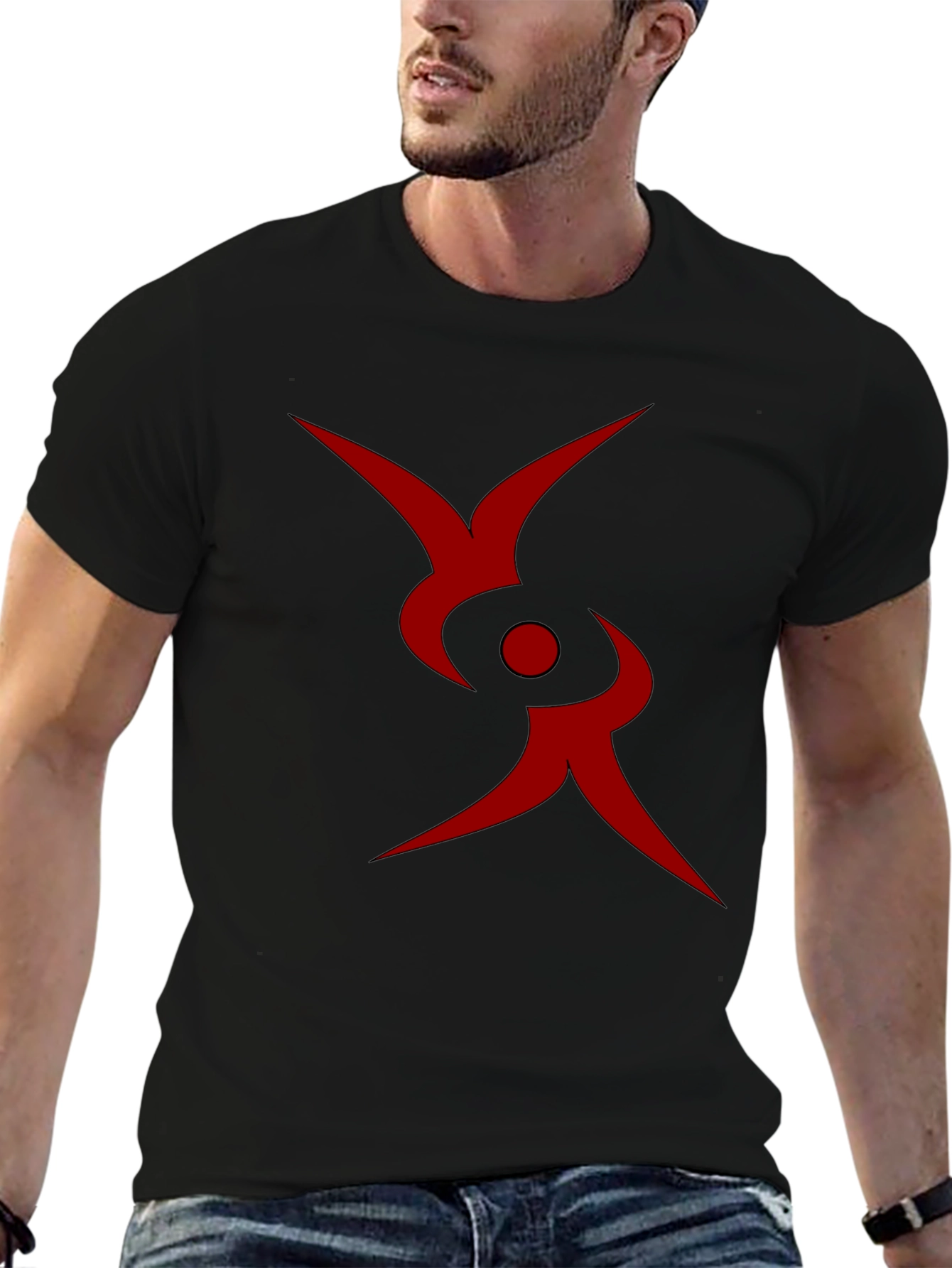 Abstract Red Symbol Black T-Shirt
