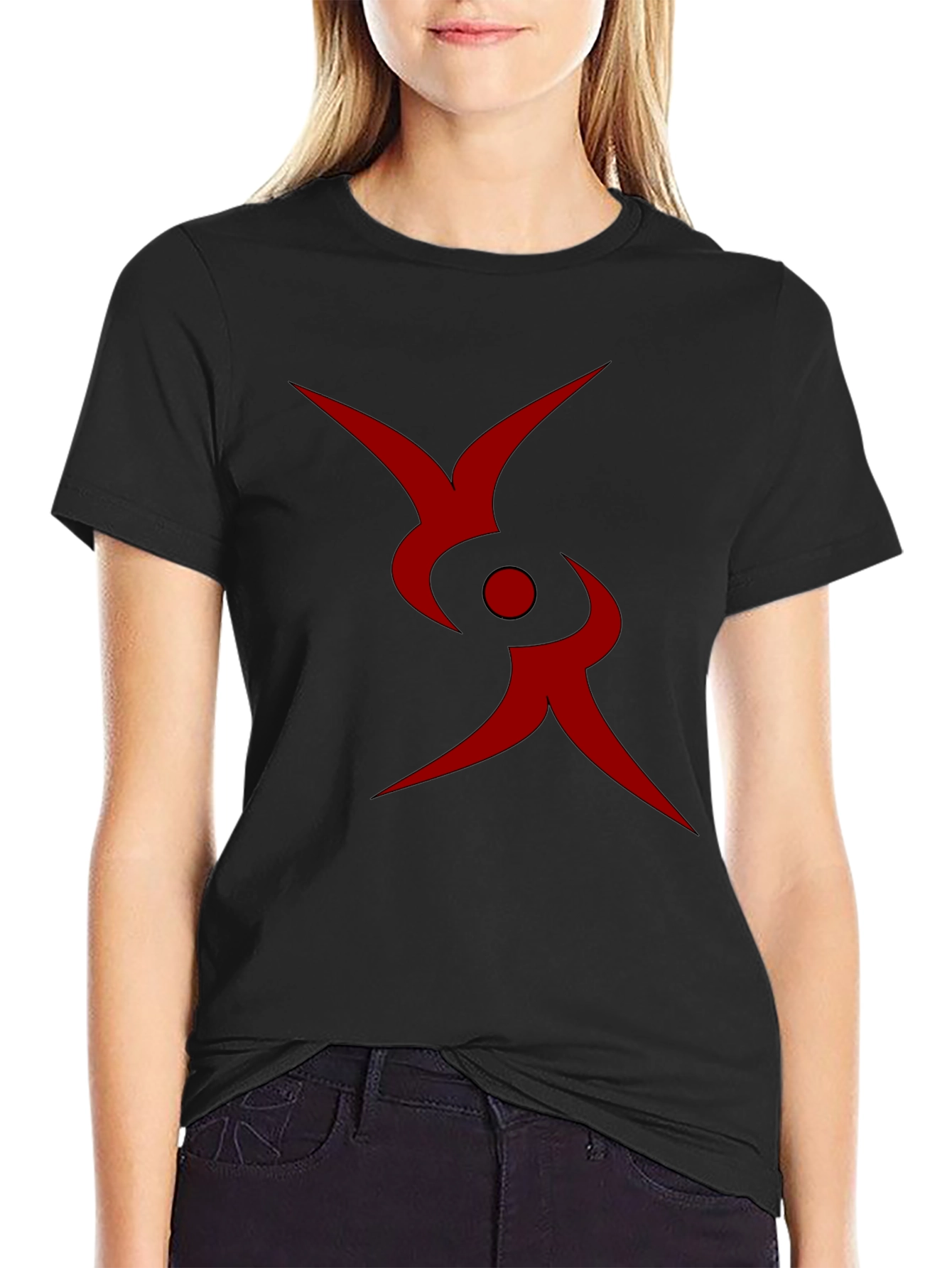 Abstract Red Symbol Black T-Shirt