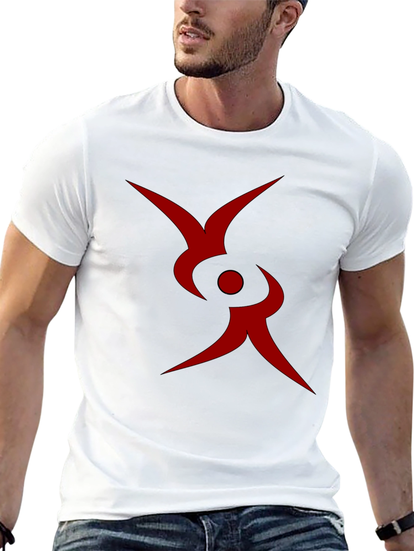 Abstract Red Symbol Black T-Shirt