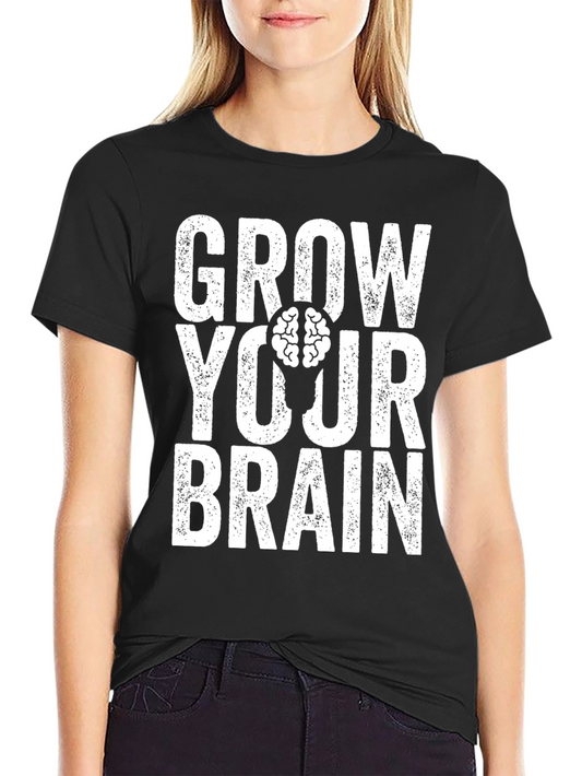 Grow Your Brain Graphic T-Shirt - Black