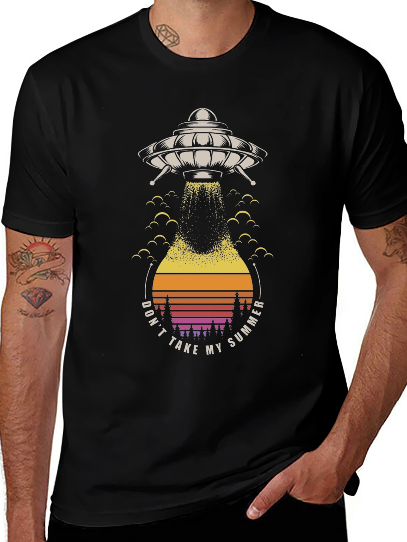 UFO Summer Abduction Graphic Tee - Black