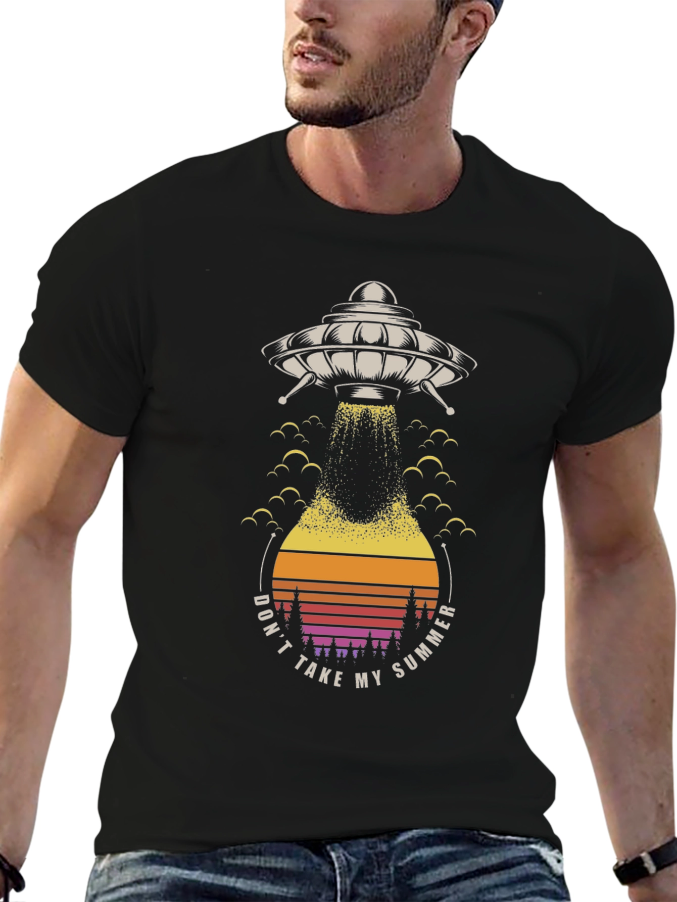 UFO Summer Abduction Graphic Tee - Black