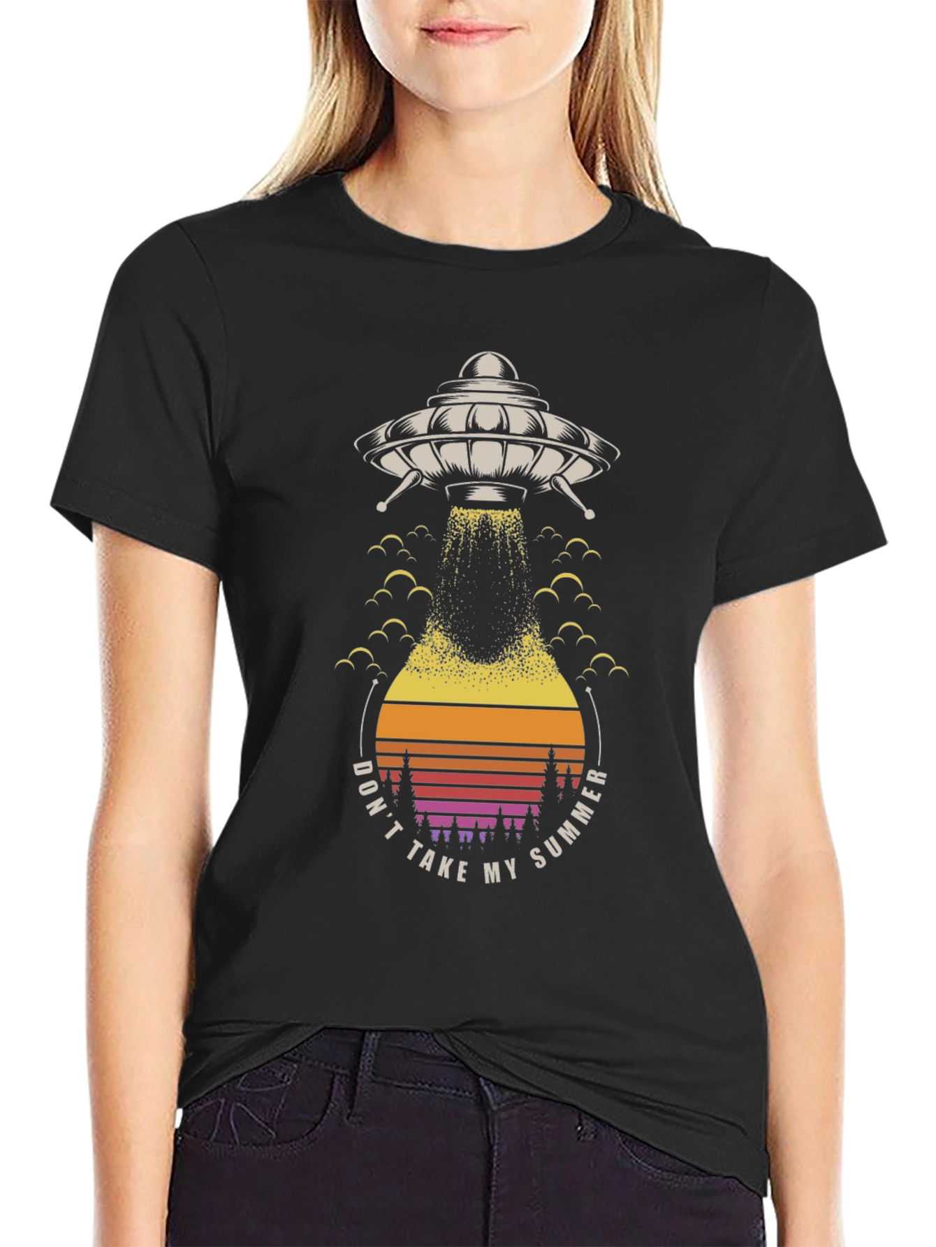 UFO Summer Abduction Graphic Tee - Black