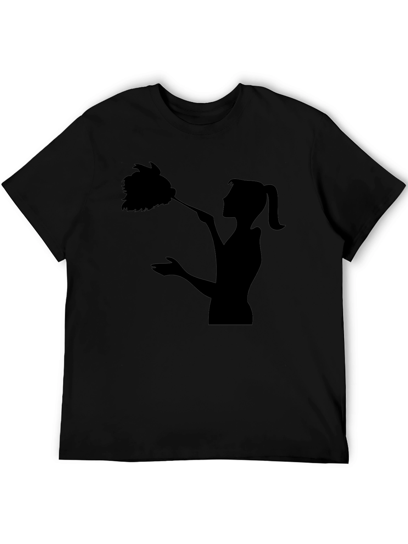 Maid Silhouette Graphic Tee - Black Cotton Blend