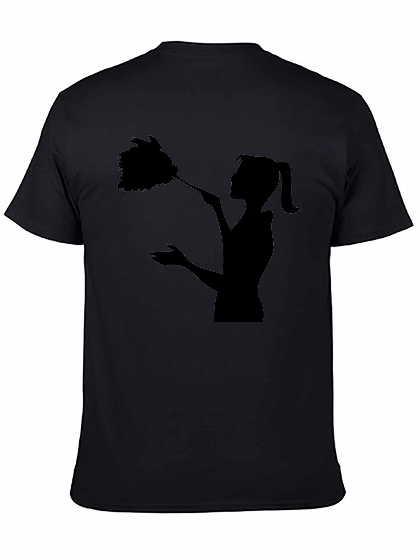 Maid Silhouette Graphic Tee - Black Cotton Blend
