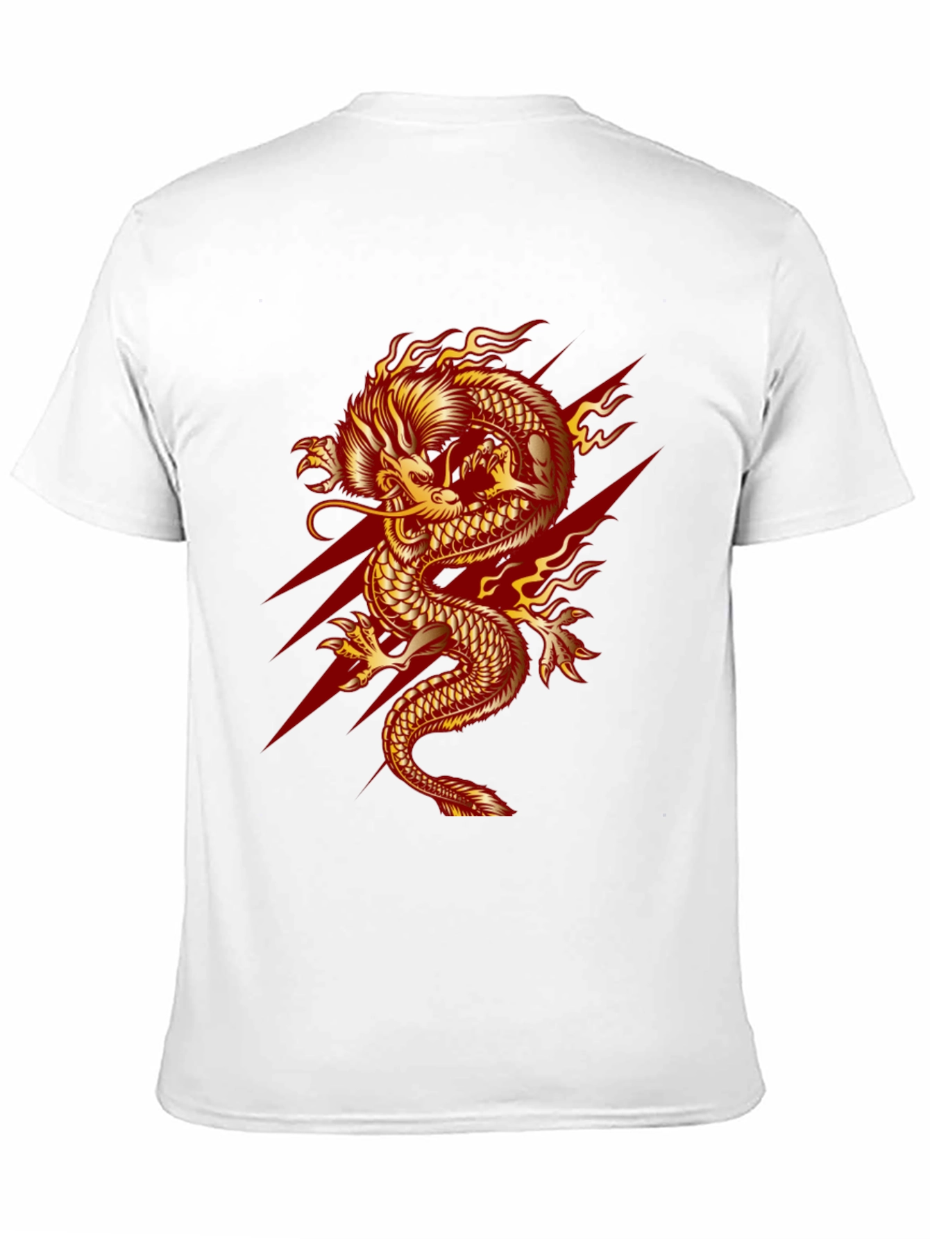 Mens Black T-Shirt with Fiery Dragon Graphic