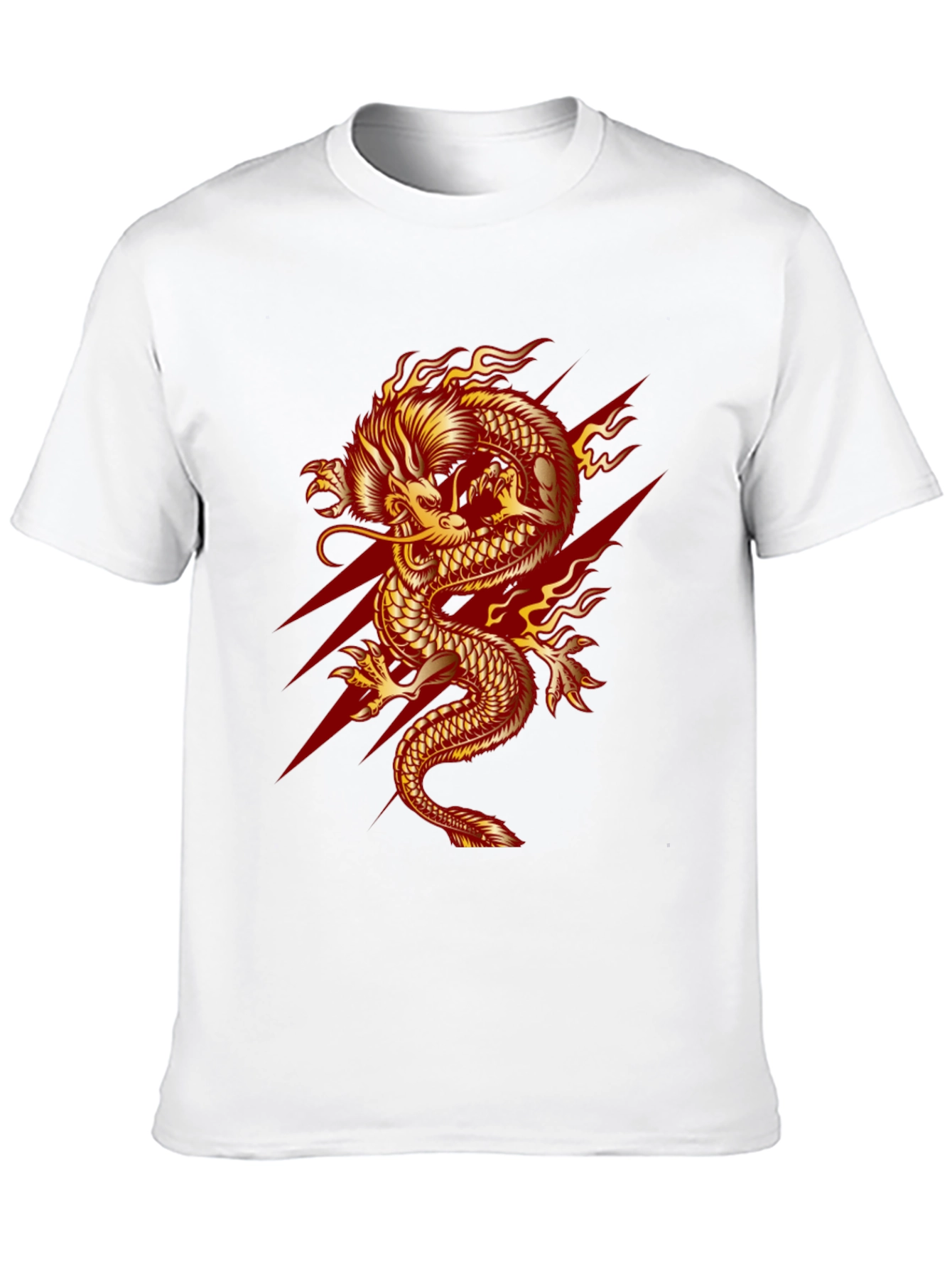 Mens Black T-Shirt with Fiery Dragon Graphic