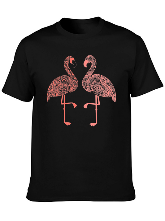 Flamingo Graphic Tee - Black Cotton T-Shirt