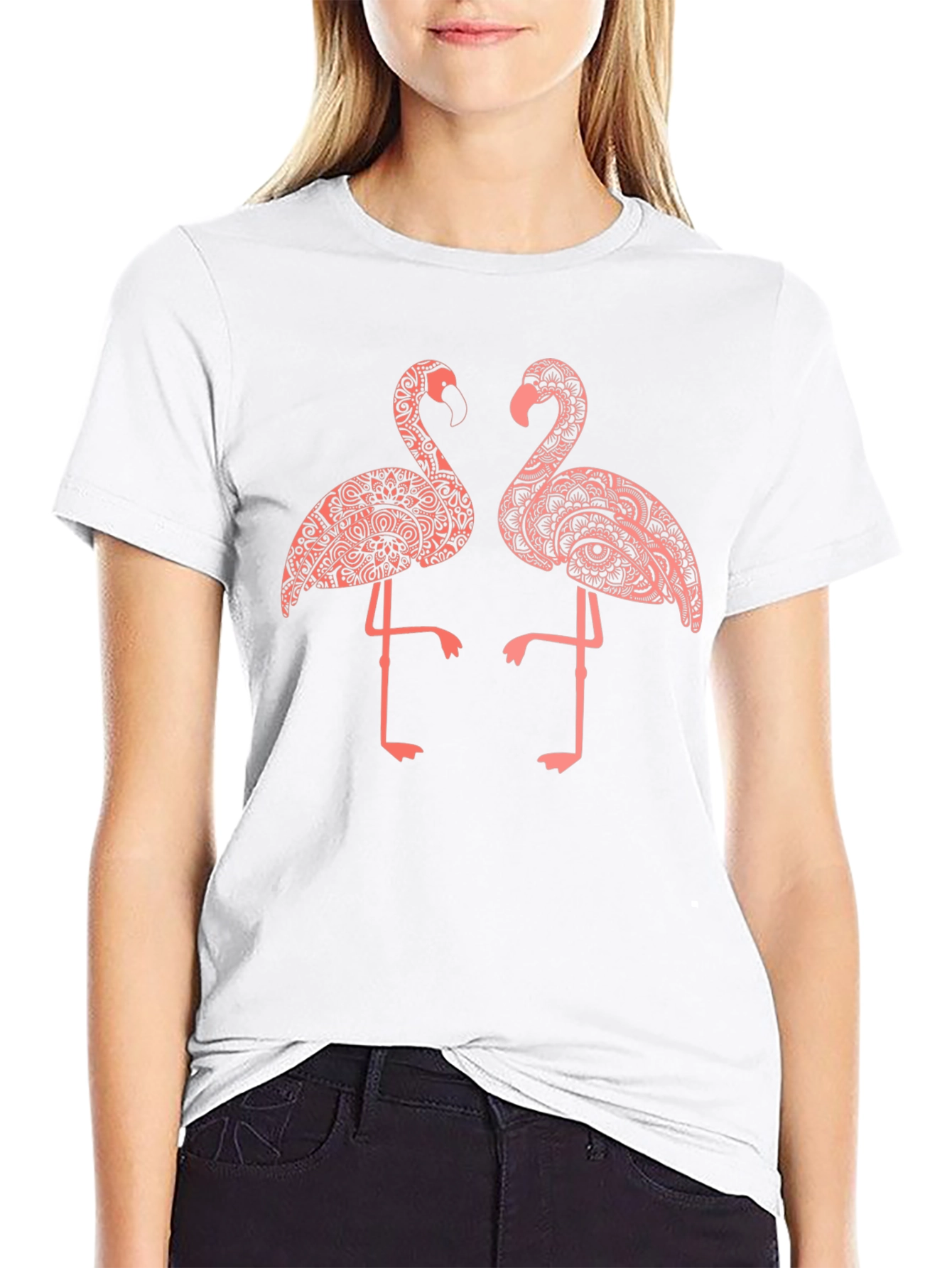Flamingo Graphic Tee - Black Cotton T-Shirt