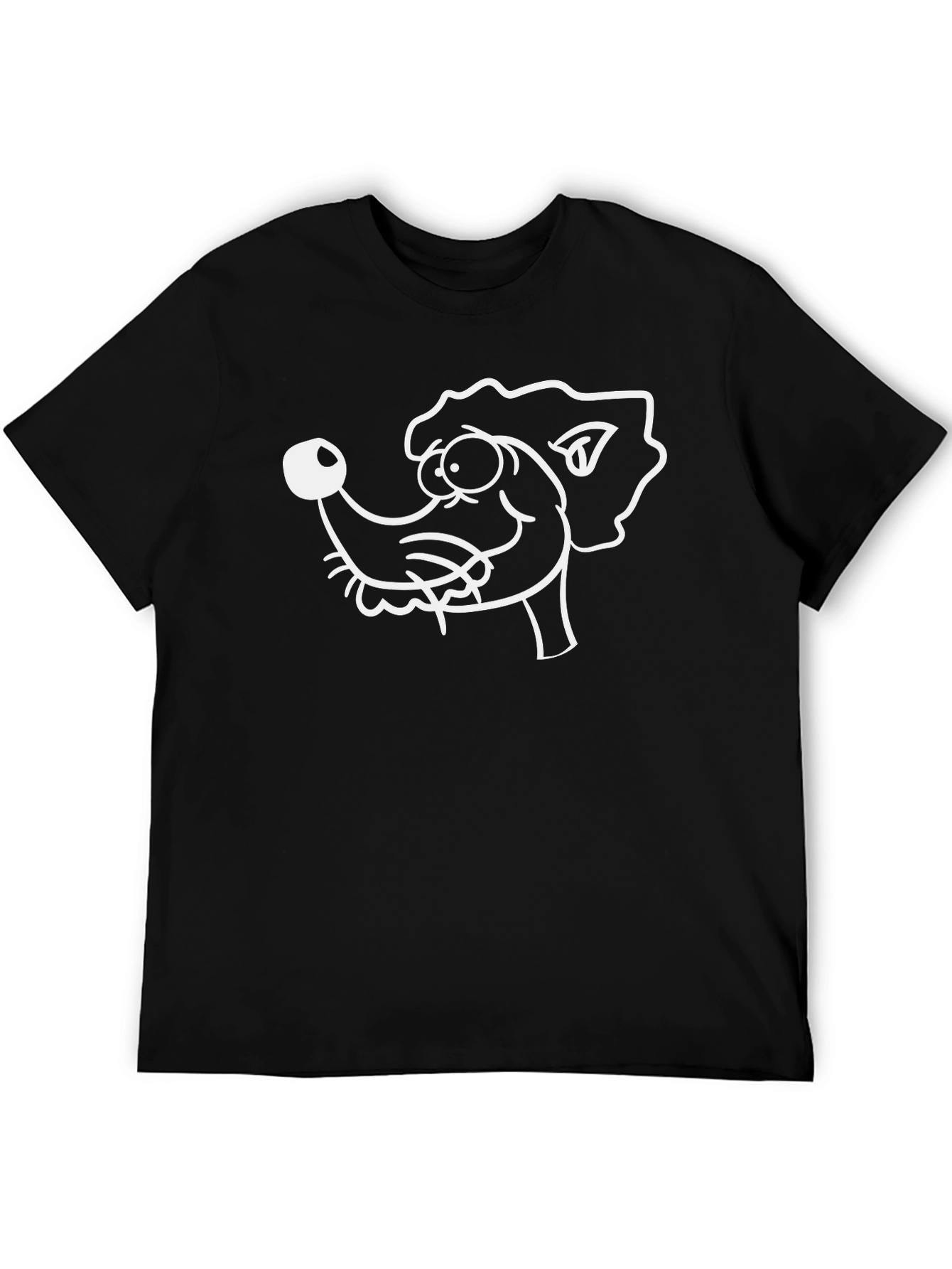 Cartoon Dog Graphic Black T-Shirt