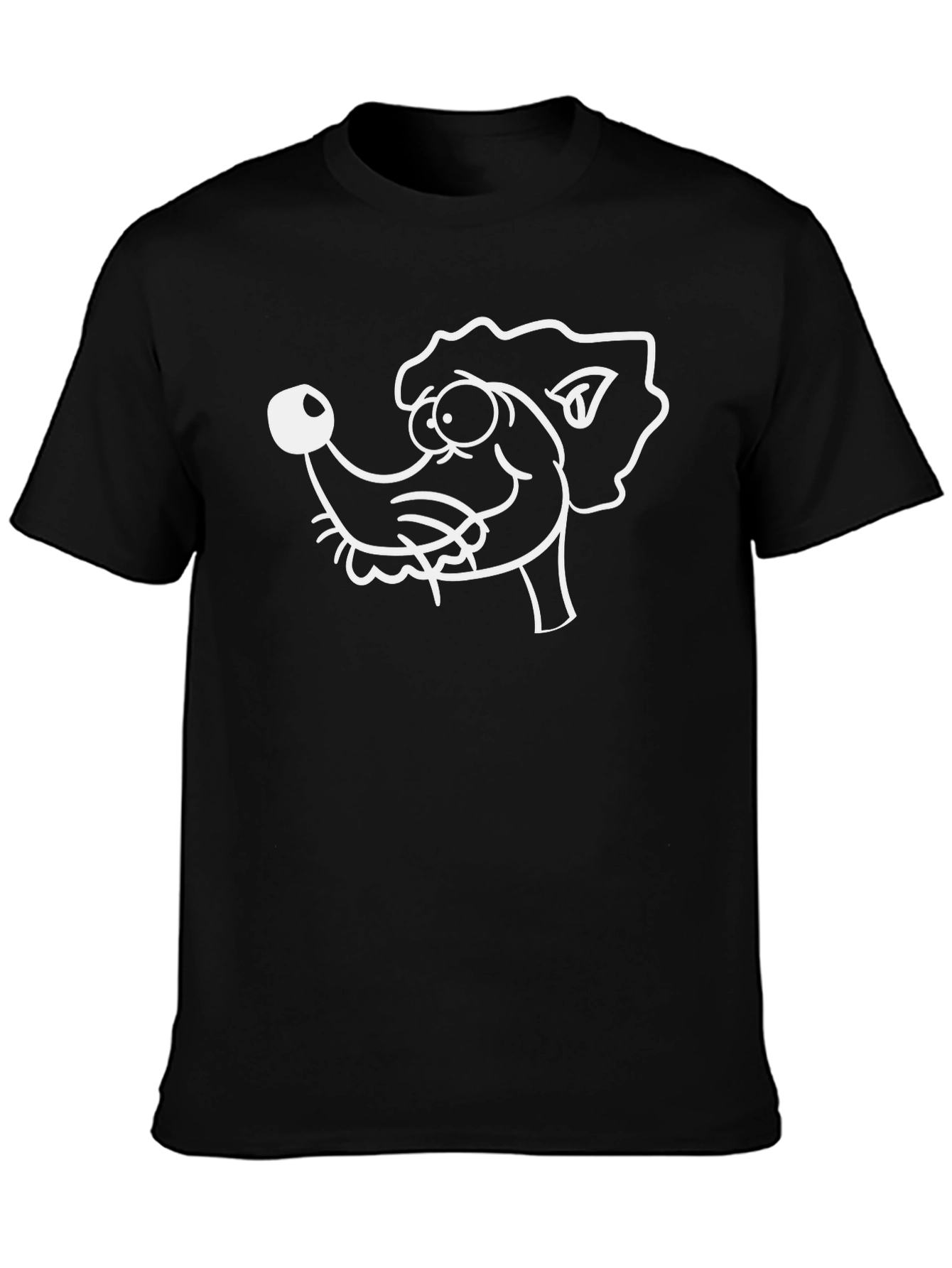 Cartoon Dog Graphic Black T-Shirt