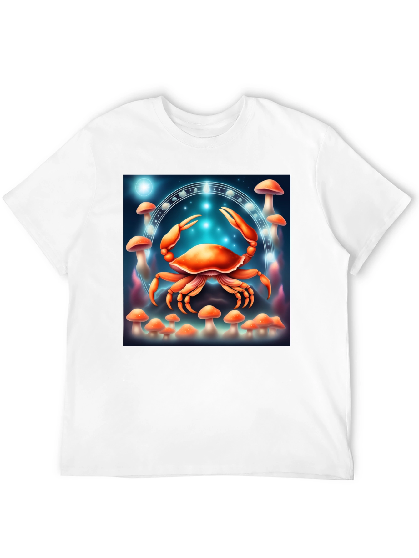 Cancer Zodiac T-Shirt: Crab & Mushroom Design