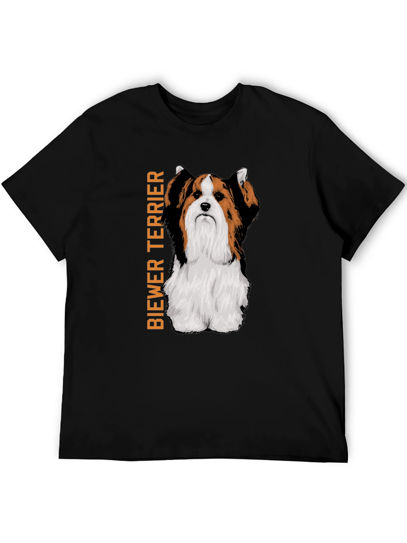 Biewer Terrier Dog Graphic Print Black T-Shirt