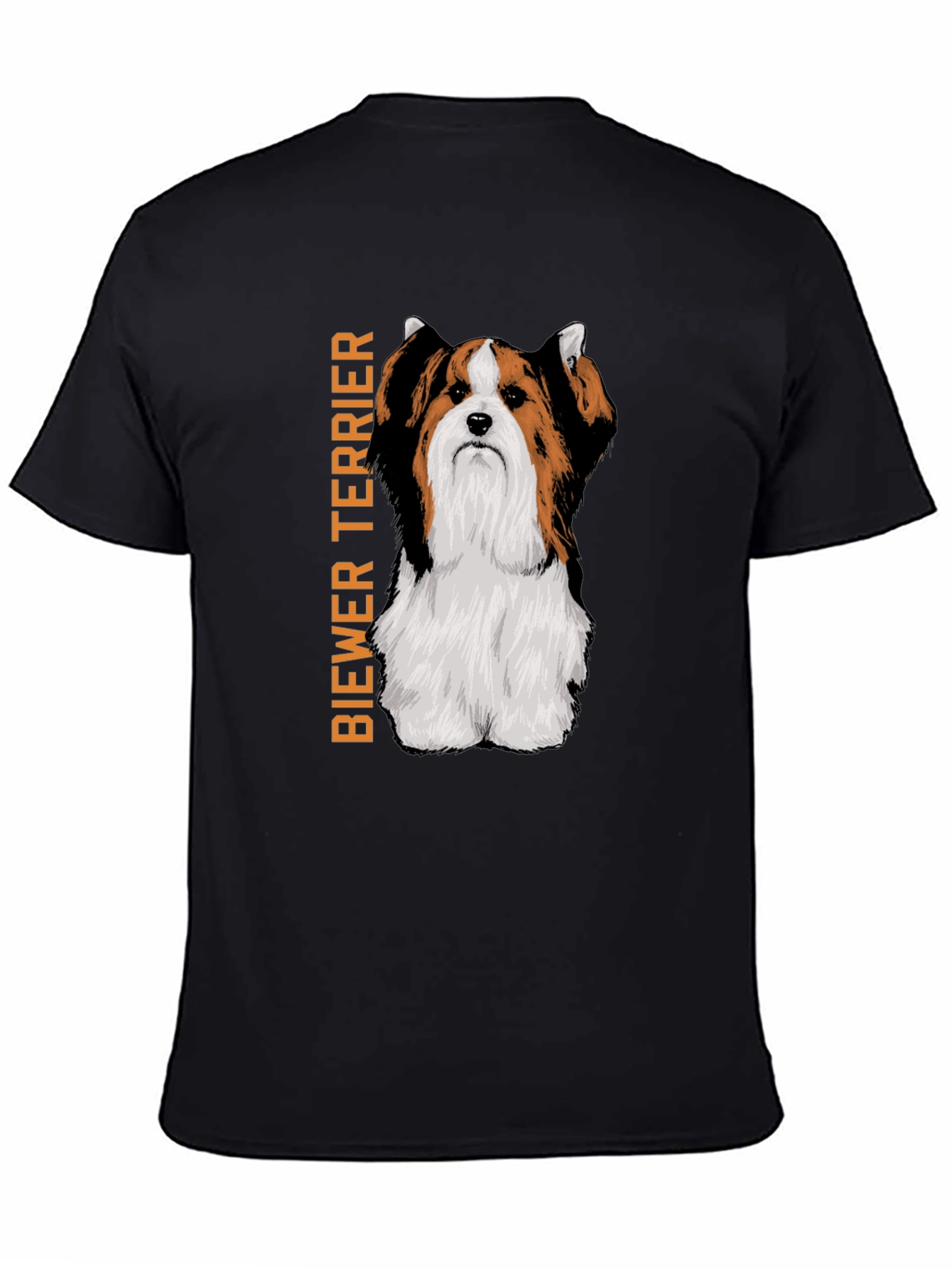 Biewer Terrier Dog Graphic Print Black T-Shirt