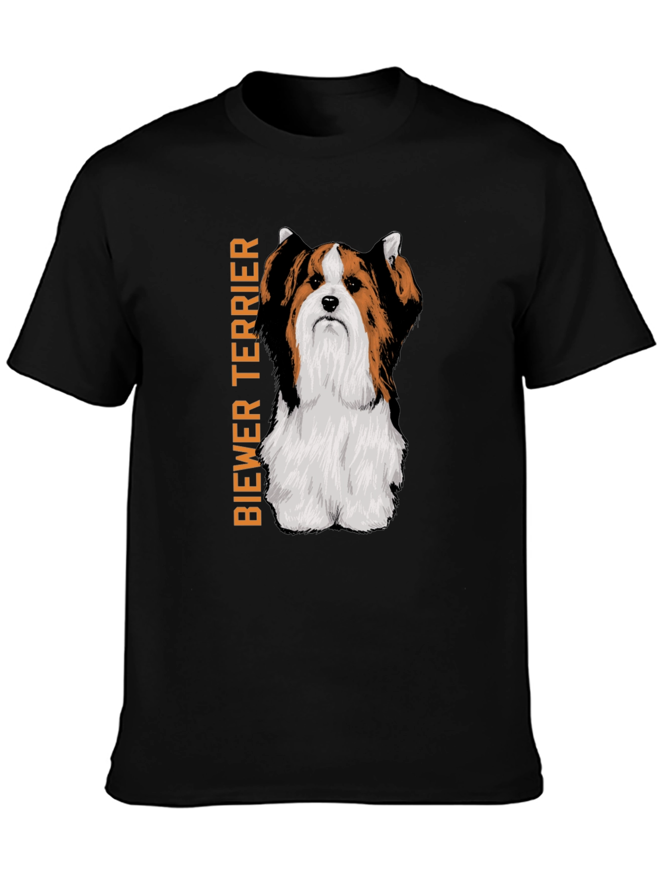 Biewer Terrier Dog Graphic Print Black T-Shirt