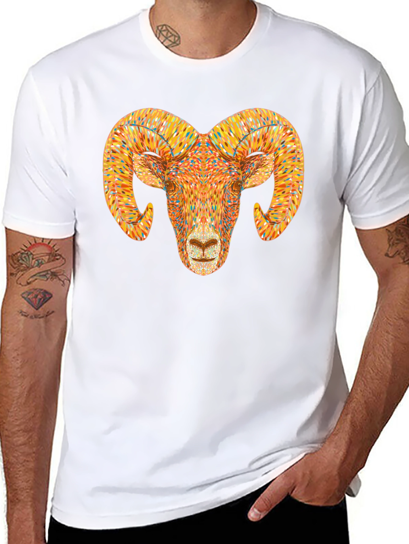 Ram Head Graphic T-Shirt - Bold Animal Tee