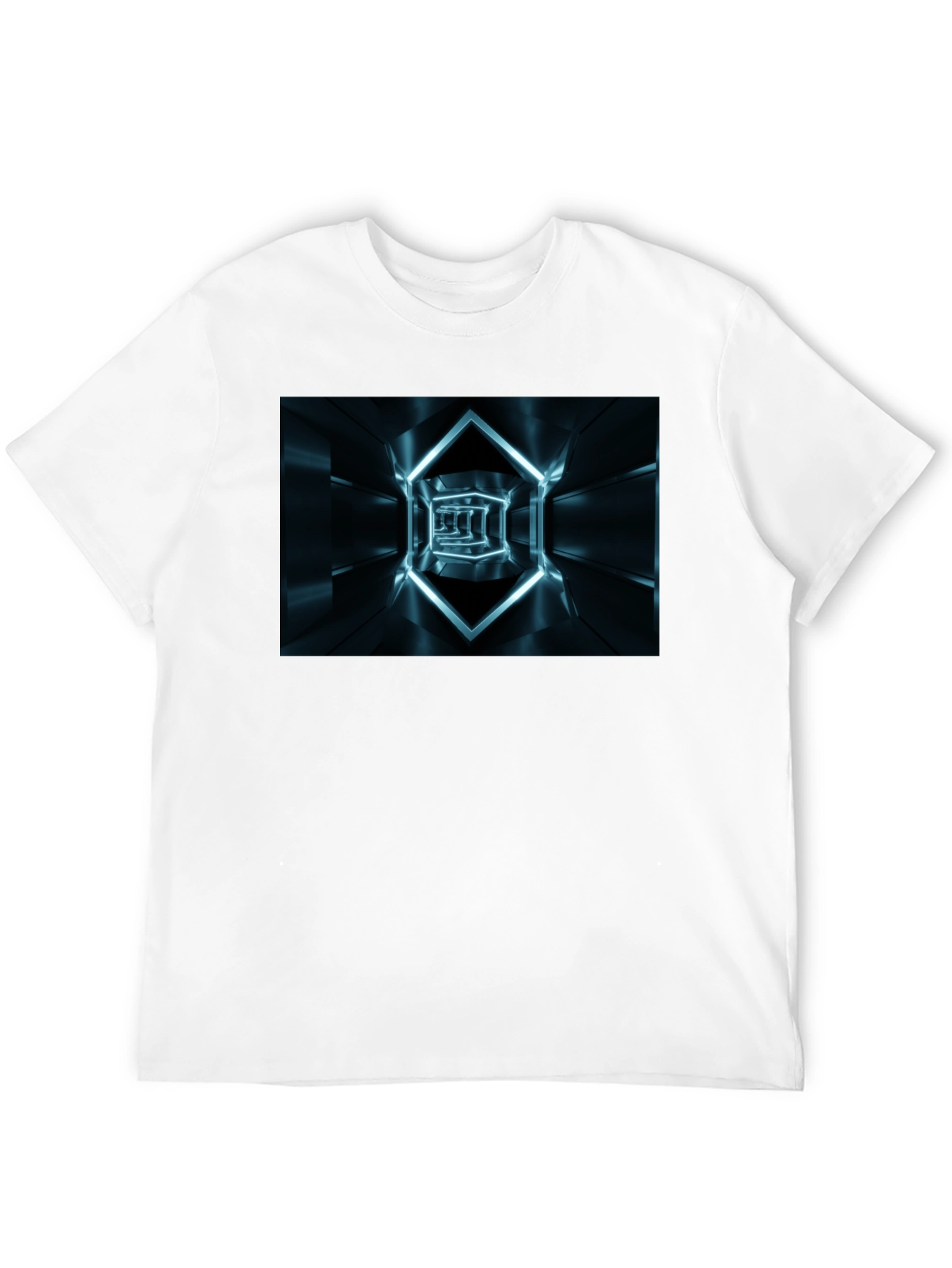 Futuristic Tunnel Print Black T-Shirt