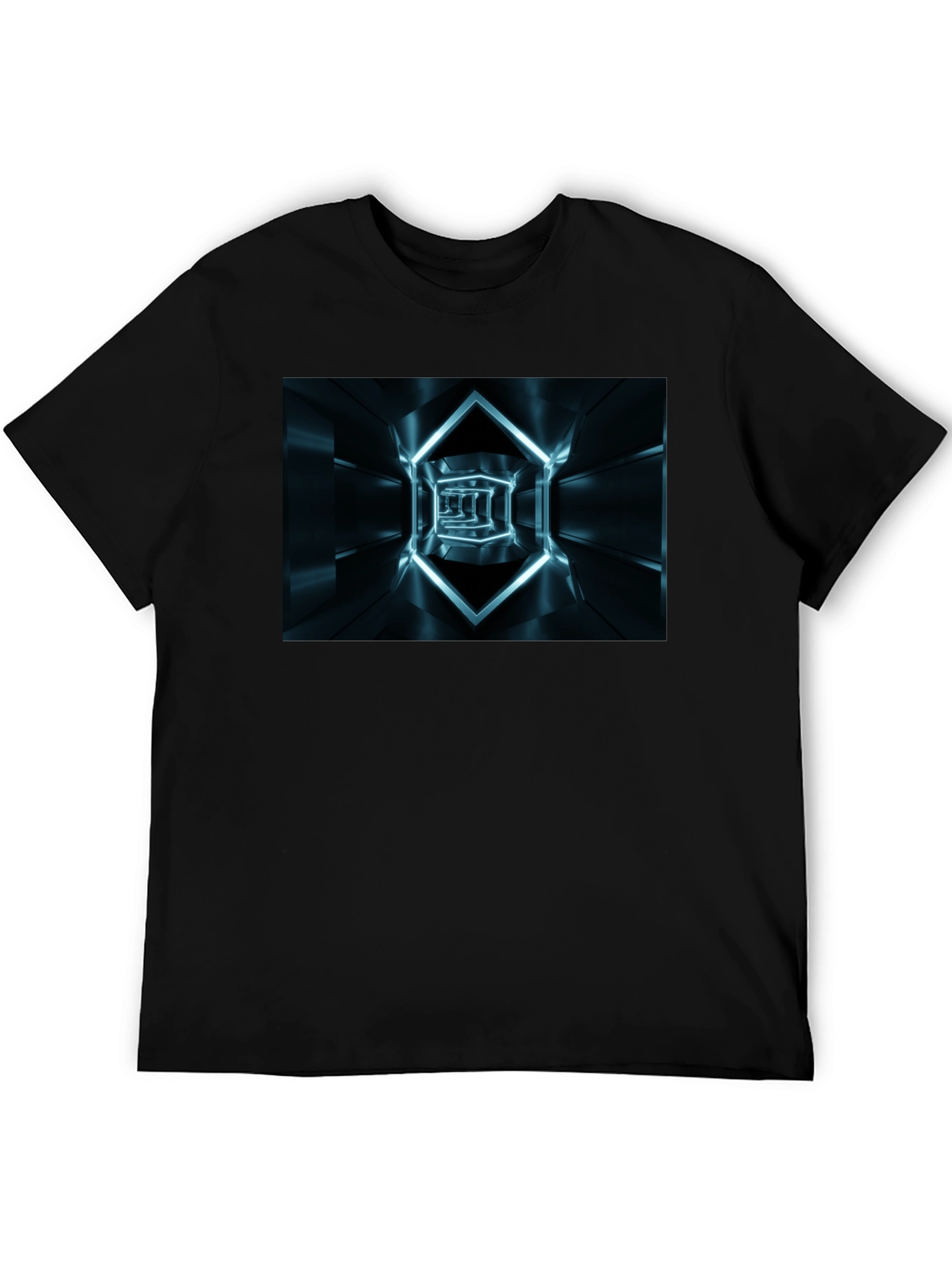 Futuristic Tunnel Print Black T-Shirt