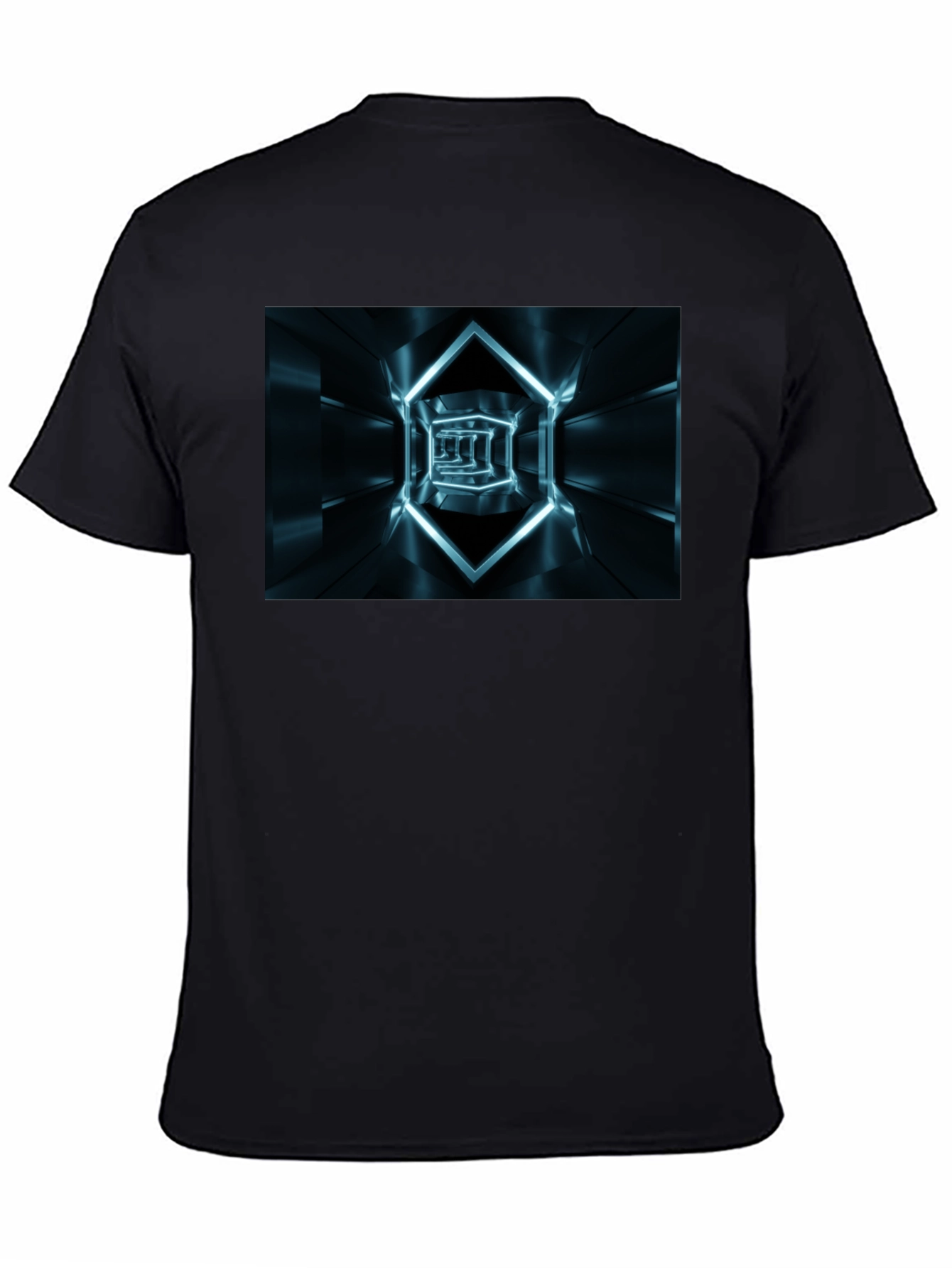 Futuristic Tunnel Print Black T-Shirt