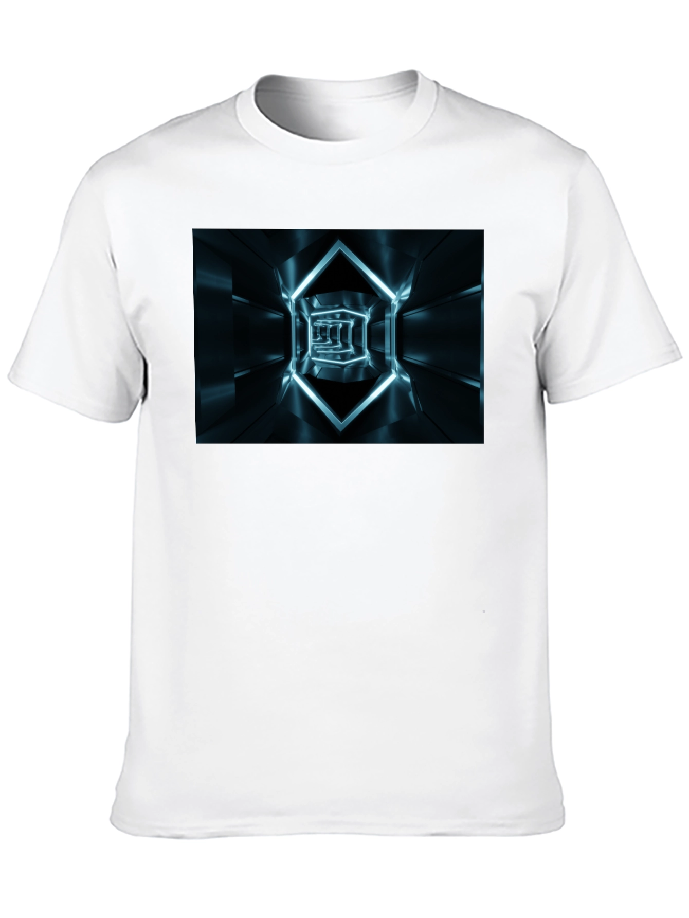 Futuristic Tunnel Print Black T-Shirt