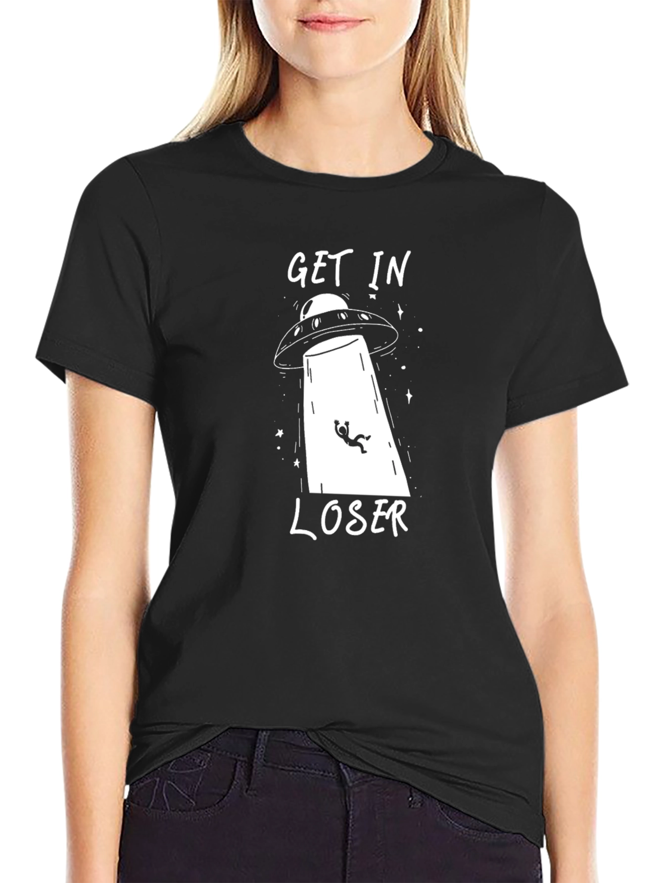 Get In Loser UFO Graphic Tee - Black
