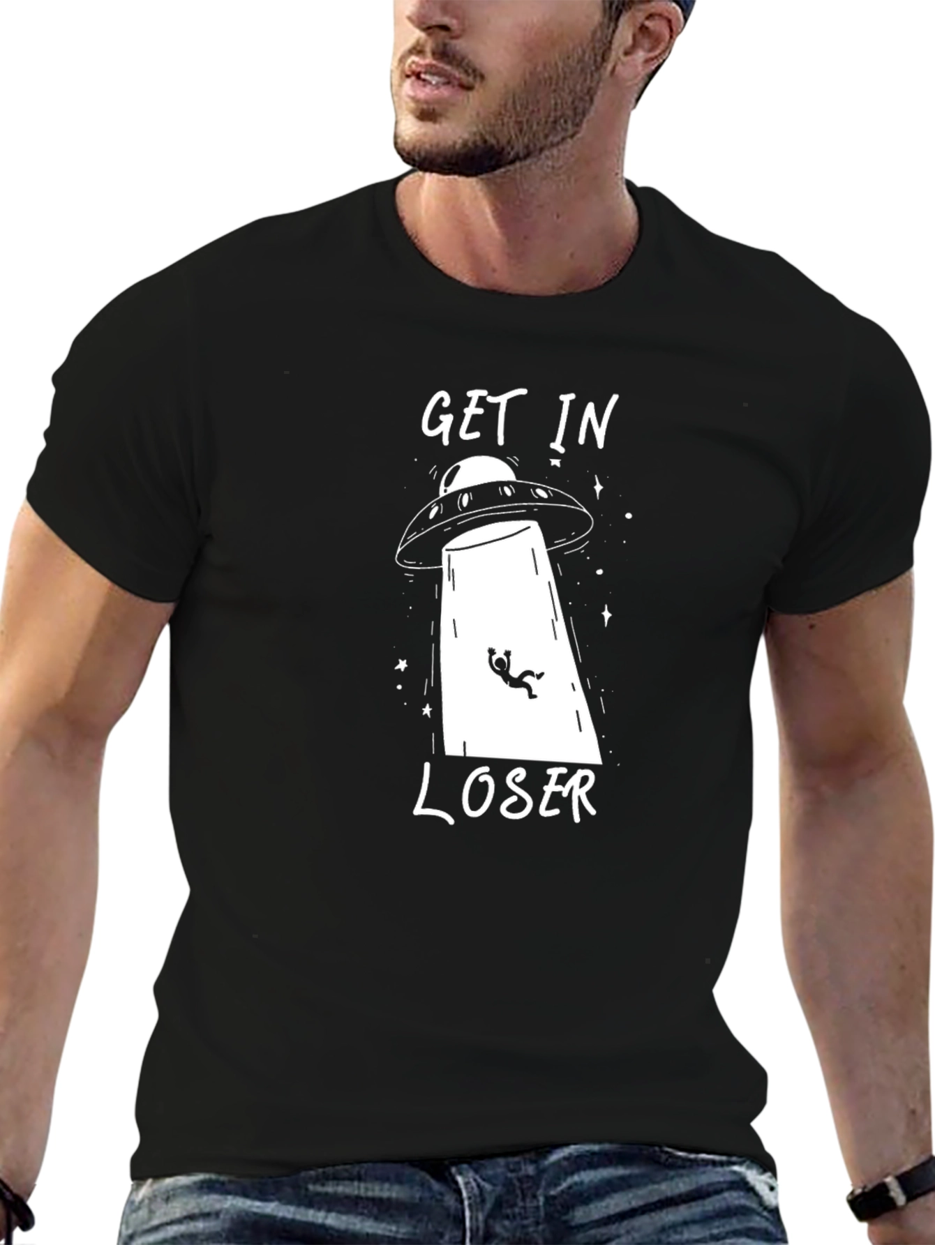 Get In Loser UFO Graphic Tee - Black