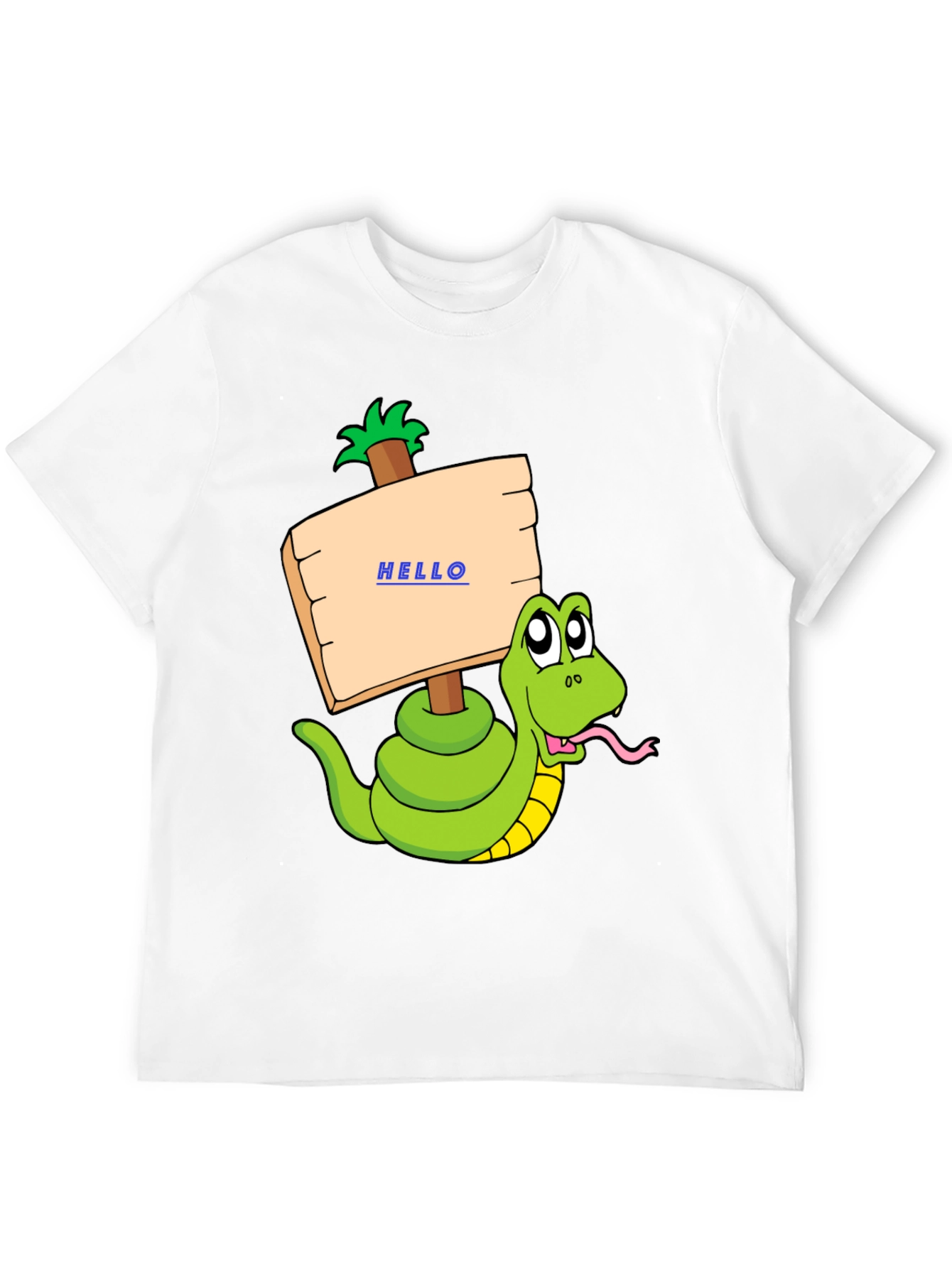 Funny Snake Graphic T-Shirt - Hello Sign