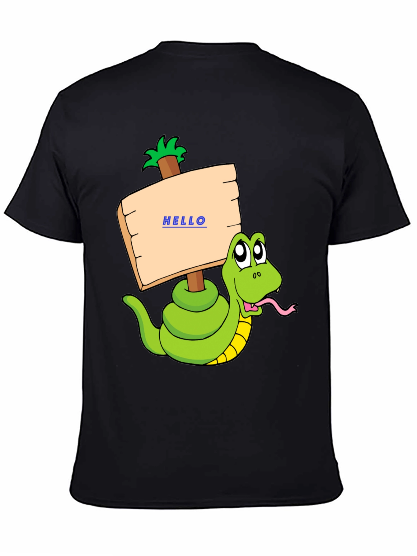 Funny Snake Graphic T-Shirt - Hello Sign