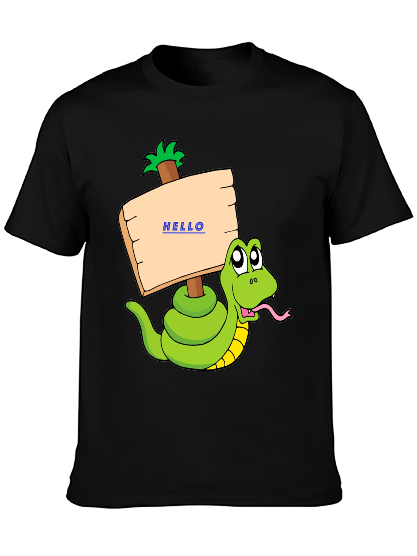 Funny Snake Graphic T-Shirt - Hello Sign