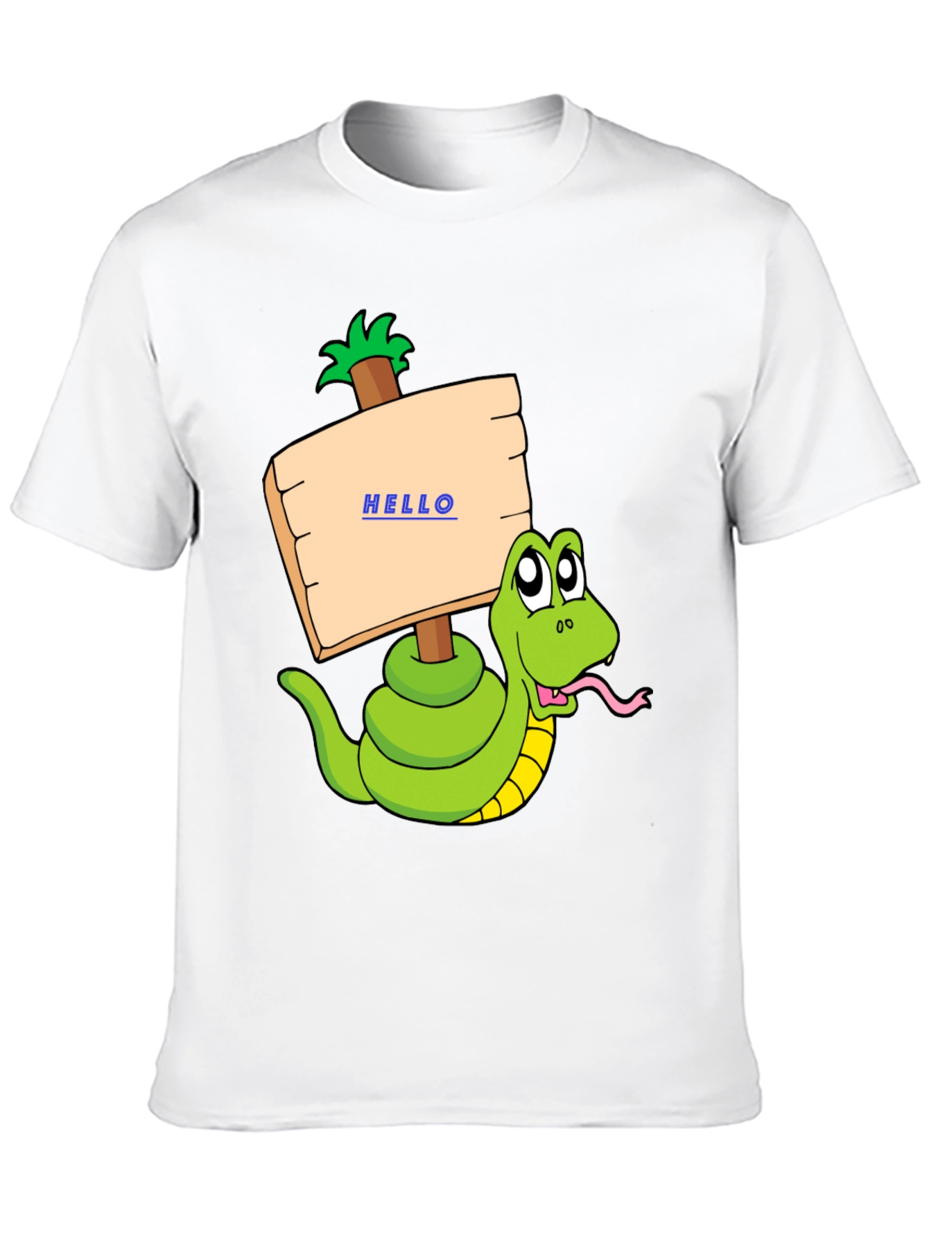 Funny Snake Graphic T-Shirt - Hello Sign