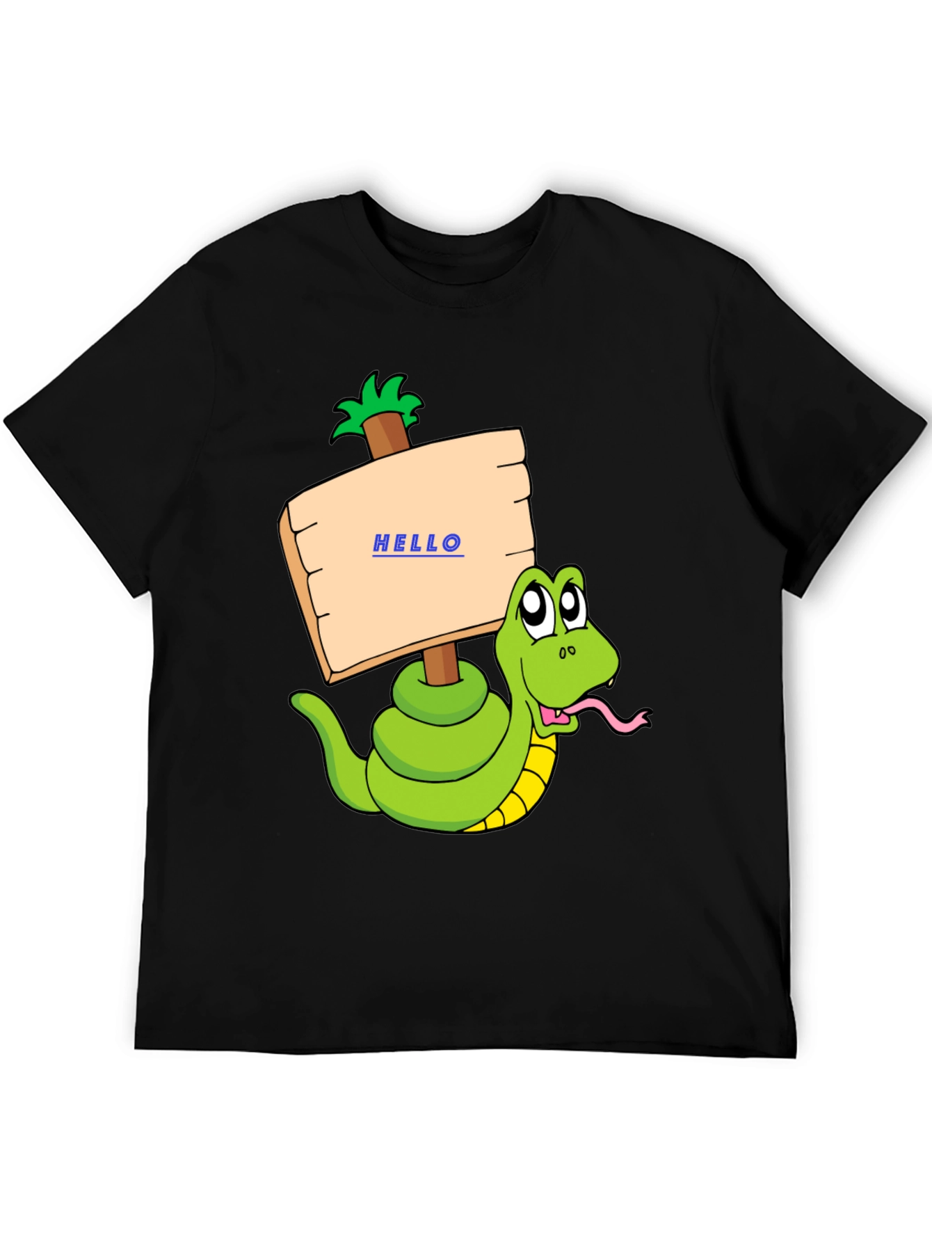 Funny Snake Graphic T-Shirt - Hello Sign