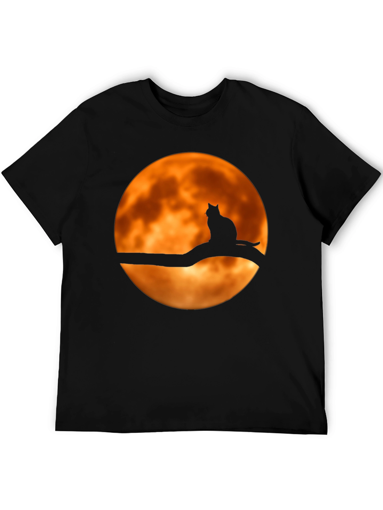 Cat on Branch Moon Graphic Tee - Halloween Style