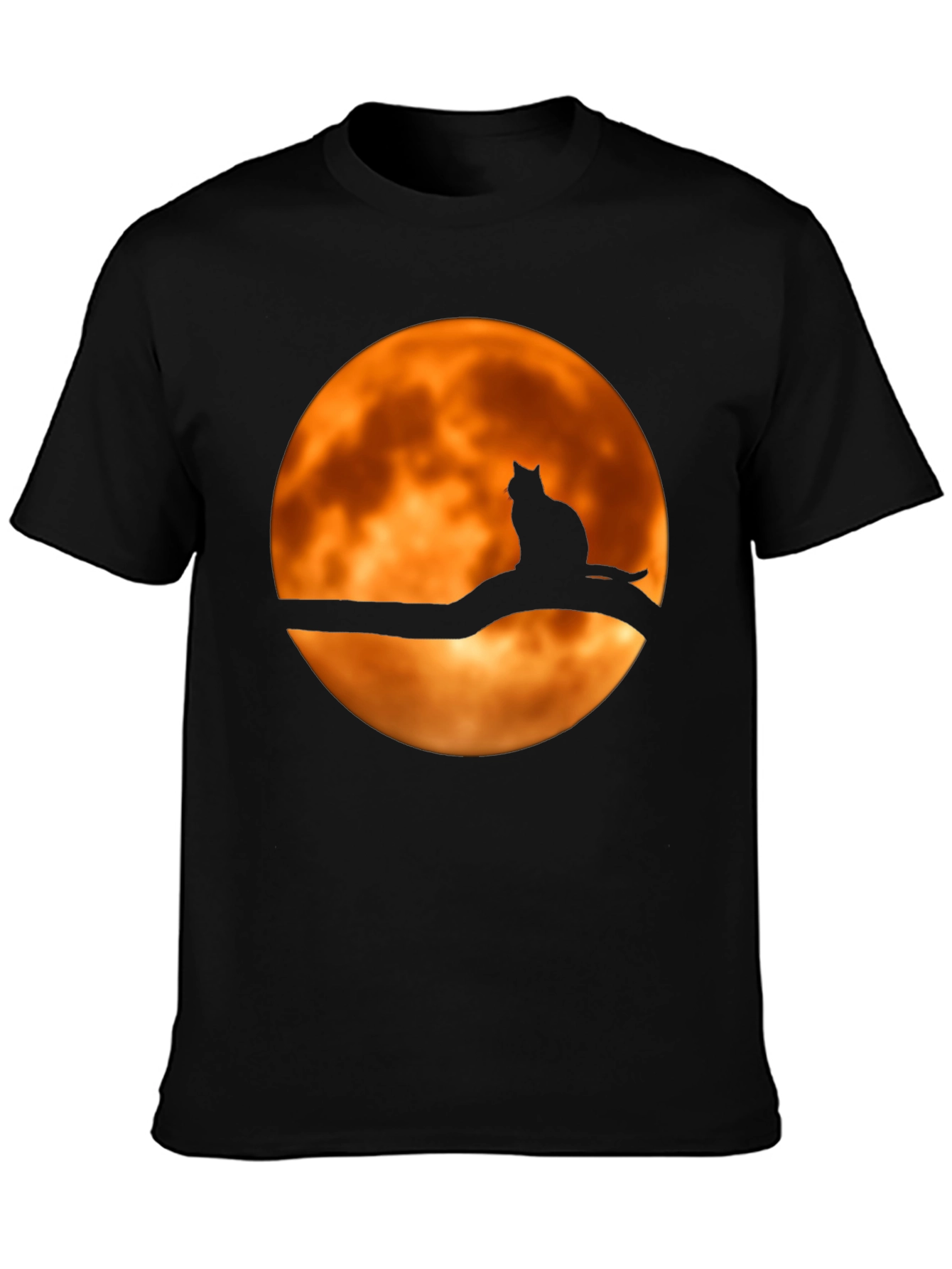 Cat on Branch Moon Graphic Tee - Halloween Style