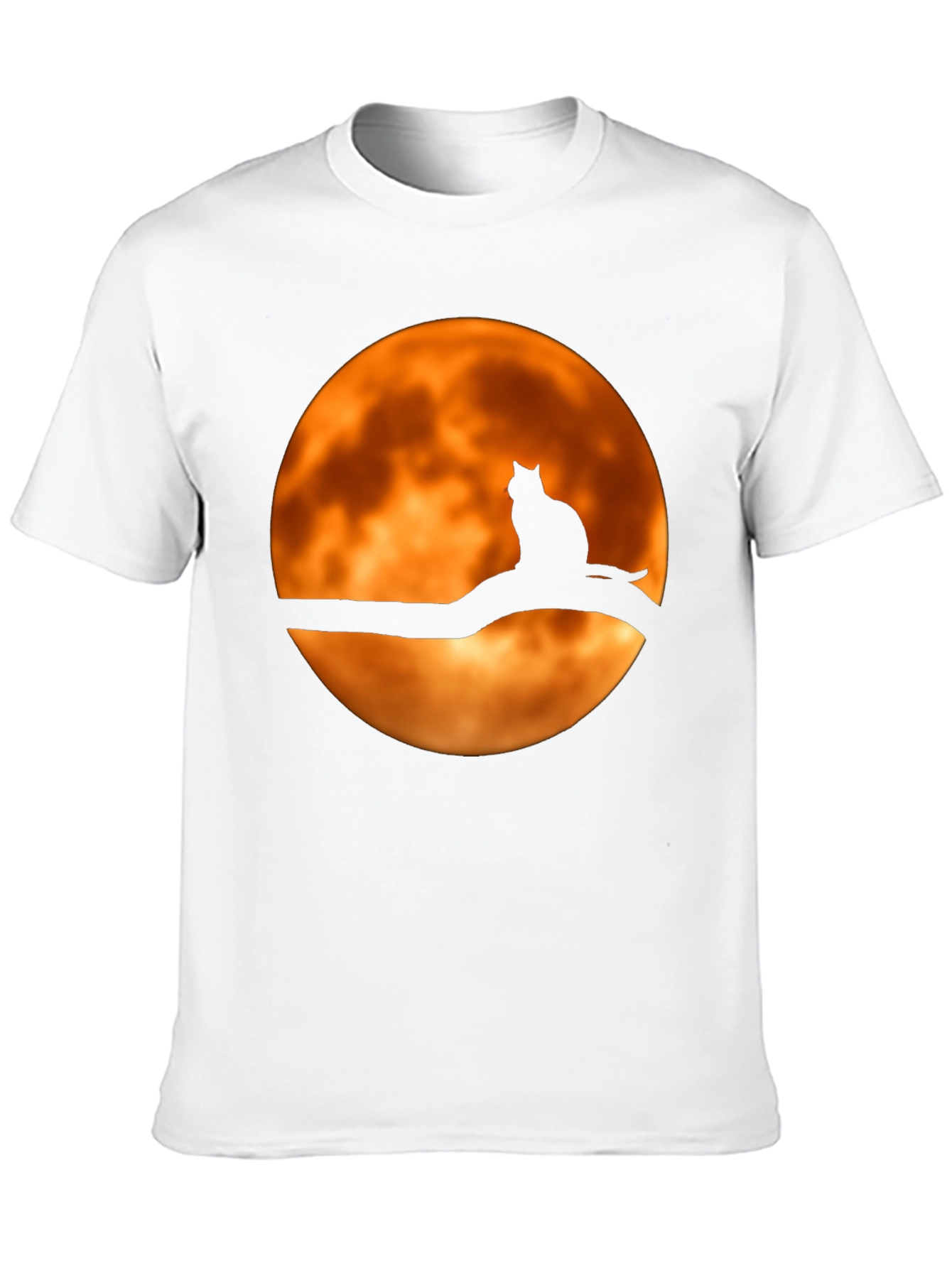 Cat on Branch Moon Graphic Tee - Halloween Style