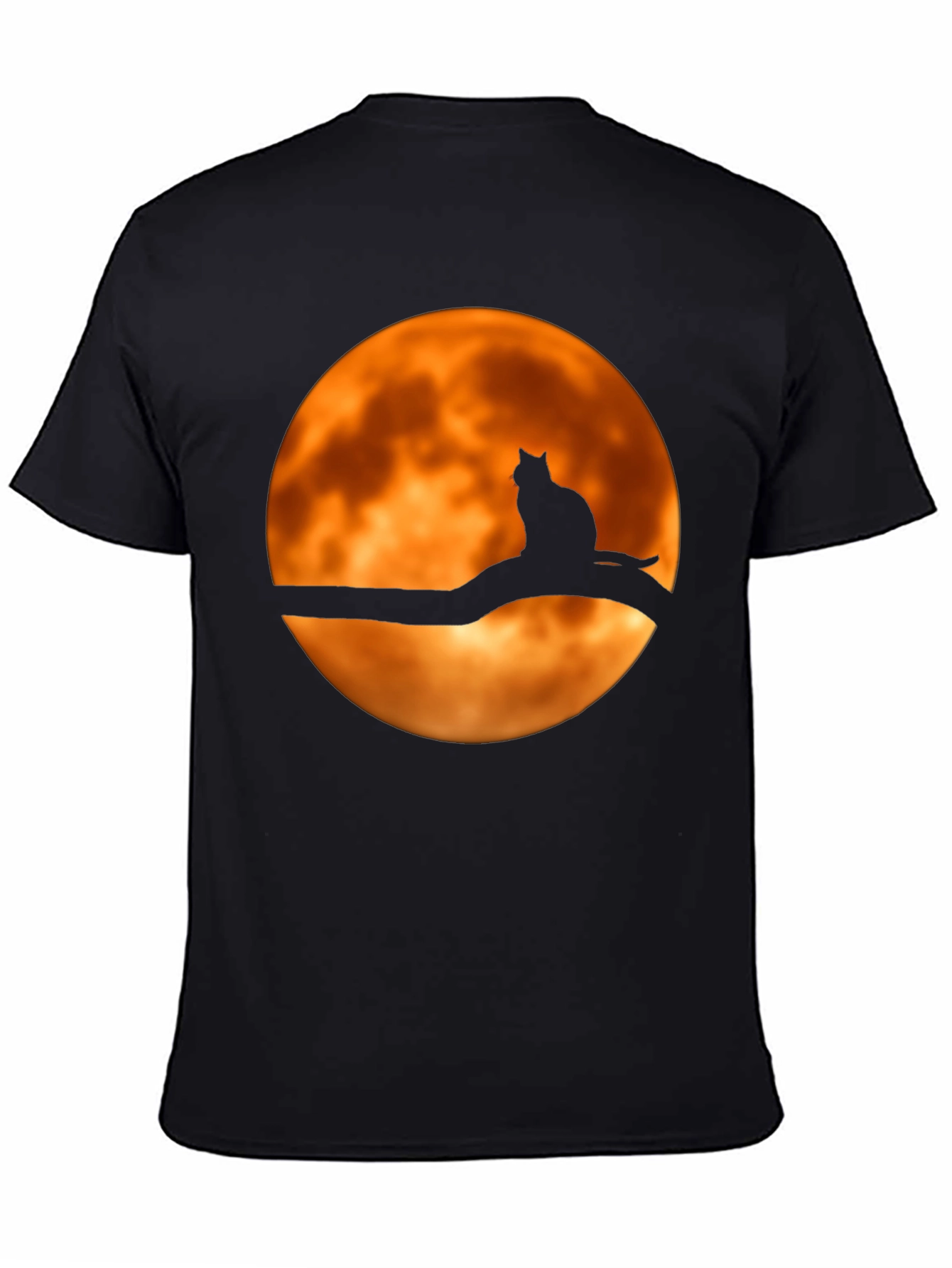 Cat on Branch Moon Graphic Tee - Halloween Style