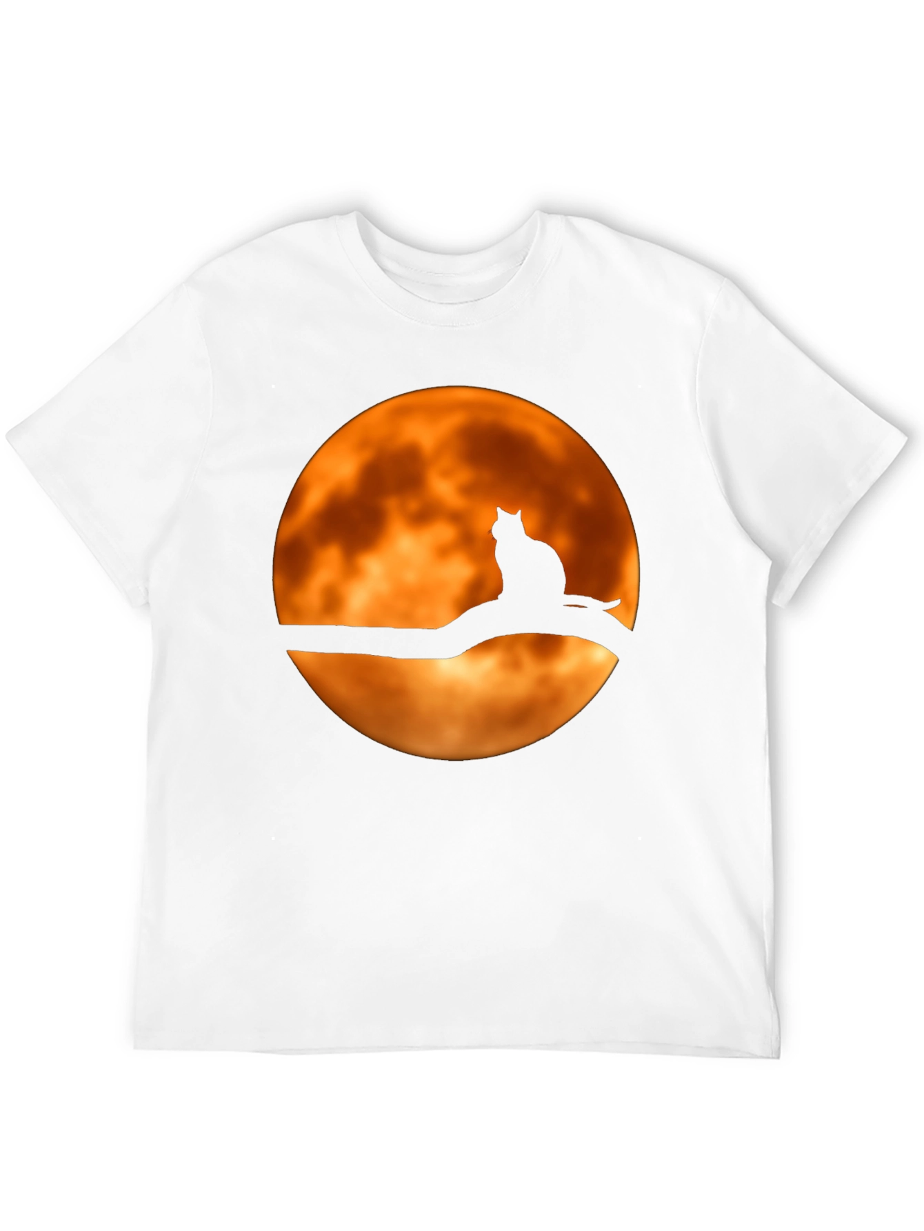 Cat on Branch Moon Graphic Tee - Halloween Style