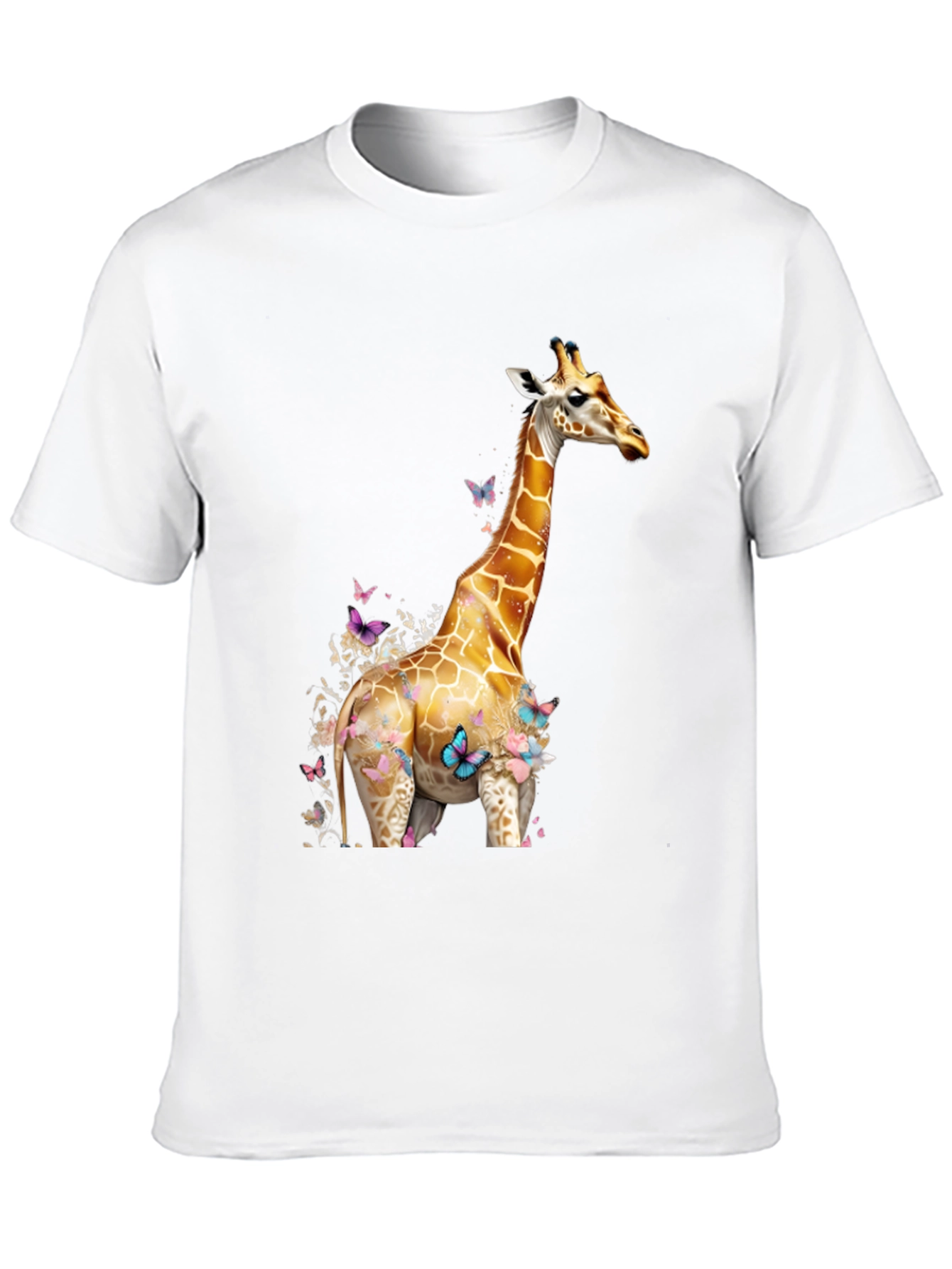 Giraffe and Butterfly Graphic Tee - Stylish Casual Wear