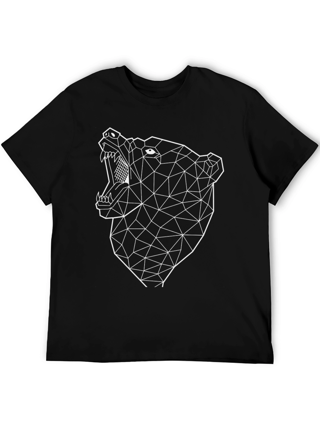 Geometric Bear Graphic Black T-Shirt