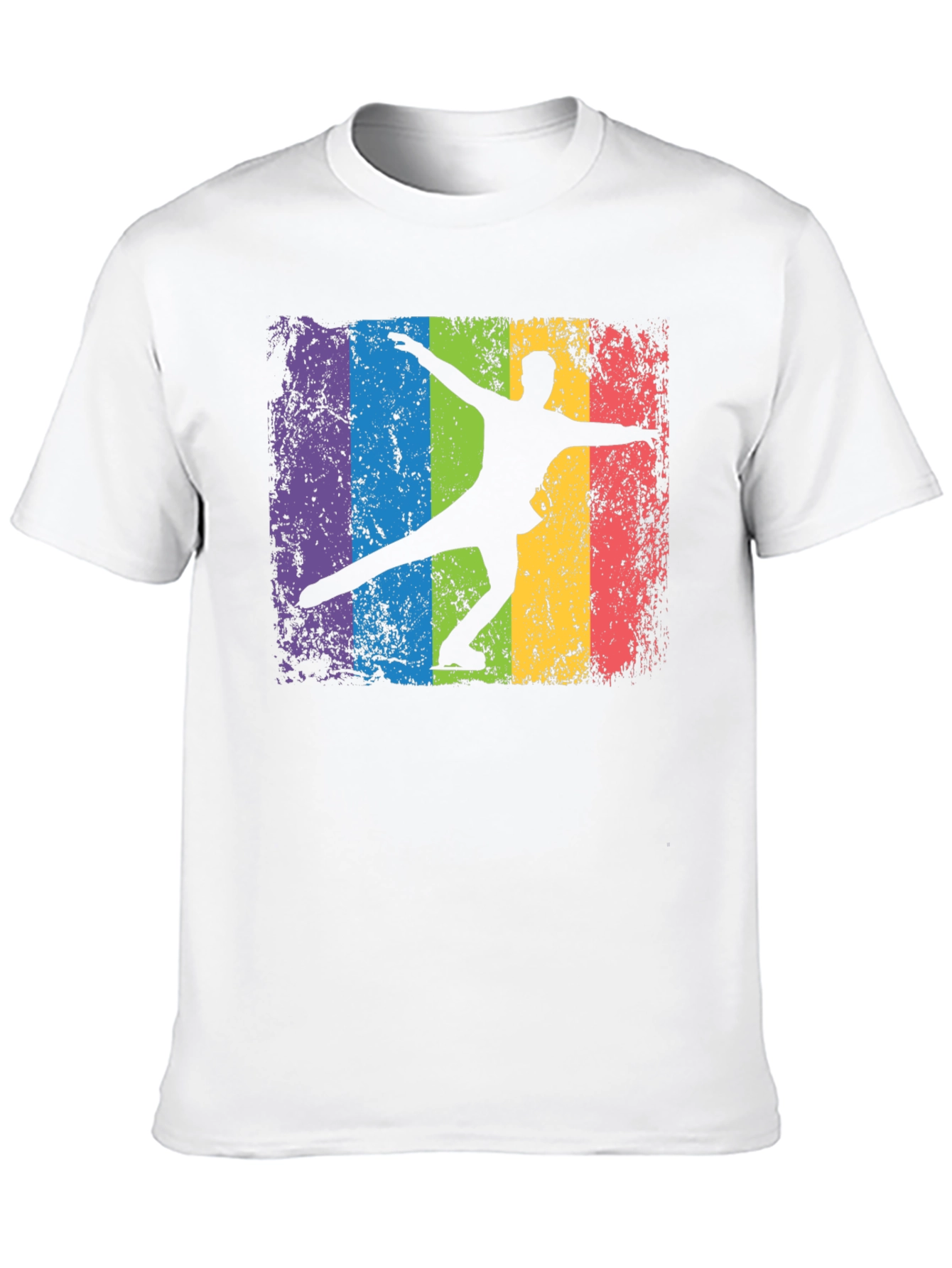 Retro Rainbow Ice Skater Graphic T-Shirt