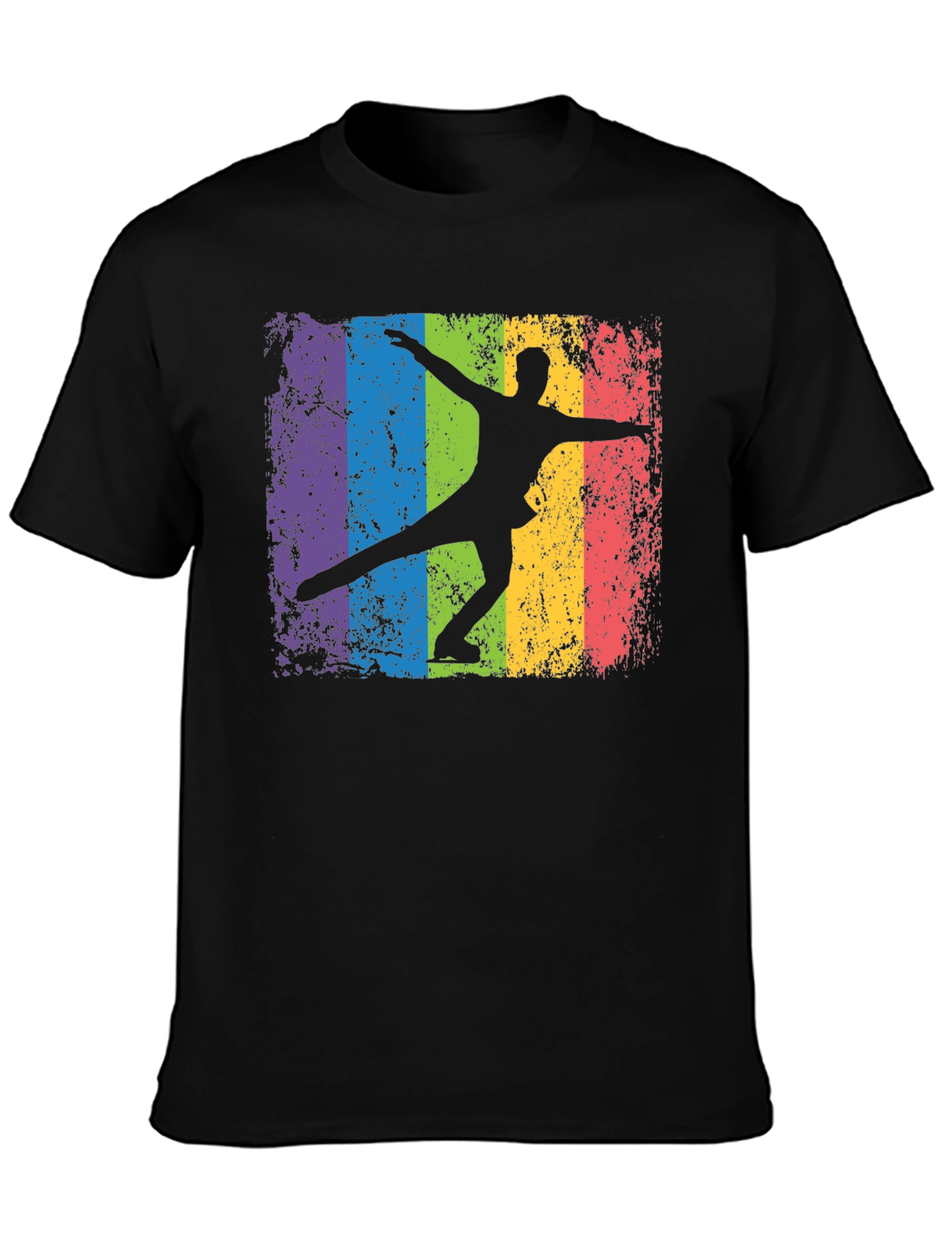 Retro Rainbow Ice Skater Graphic T-Shirt
