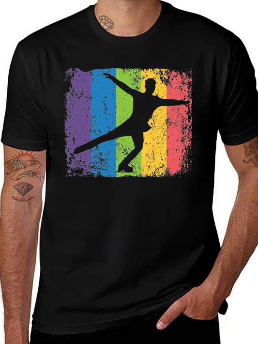 Retro Rainbow Ice Skater Graphic T-Shirt