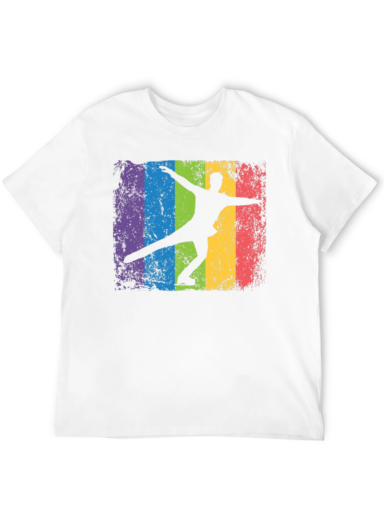 Retro Rainbow Ice Skater Graphic T-Shirt