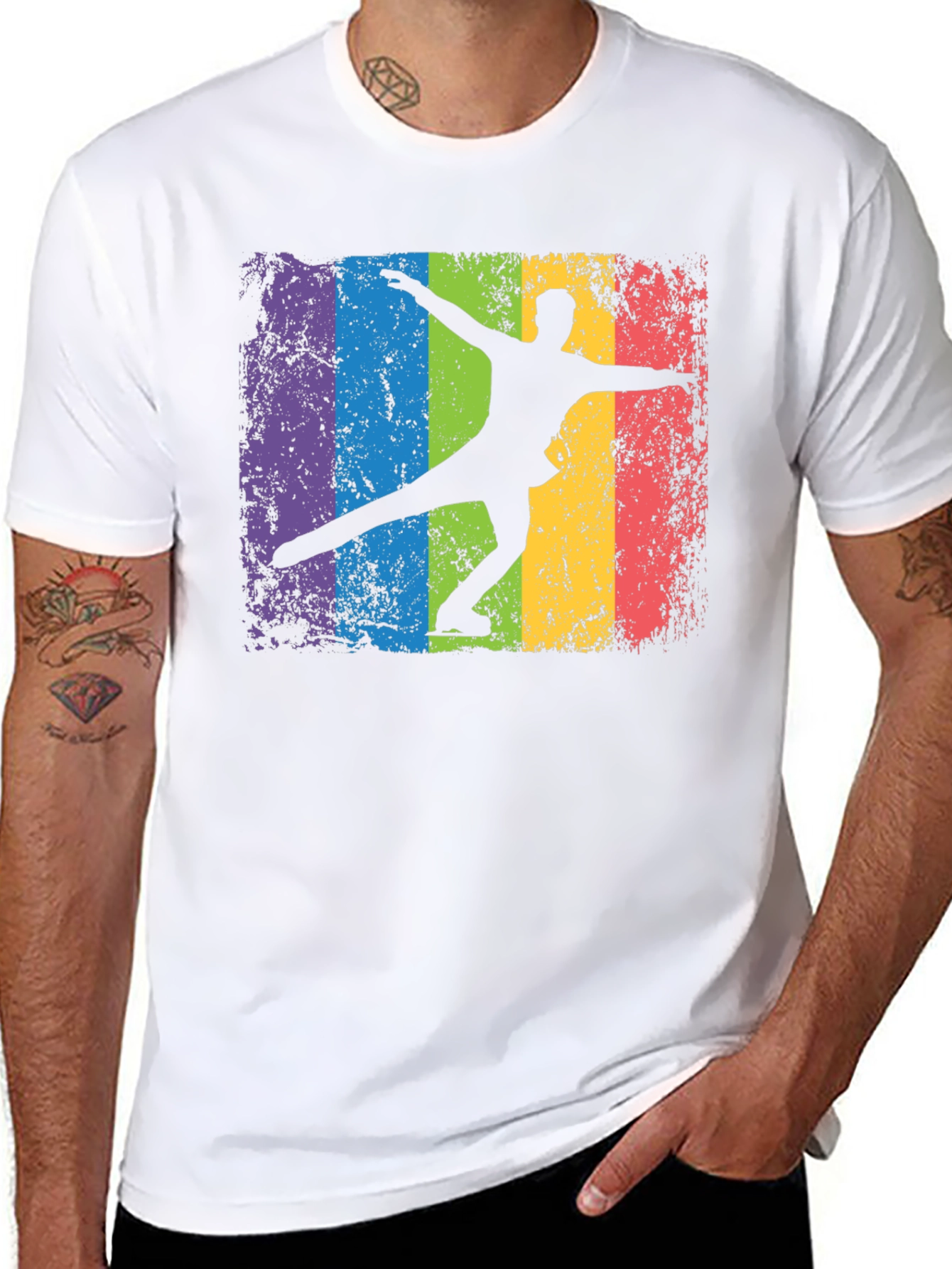 Retro Rainbow Ice Skater Graphic T-Shirt