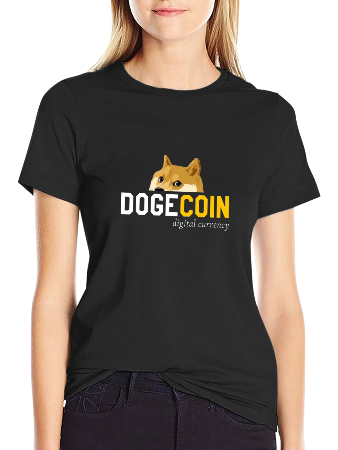 Dogecoin Digital Currency Black T-Shirt